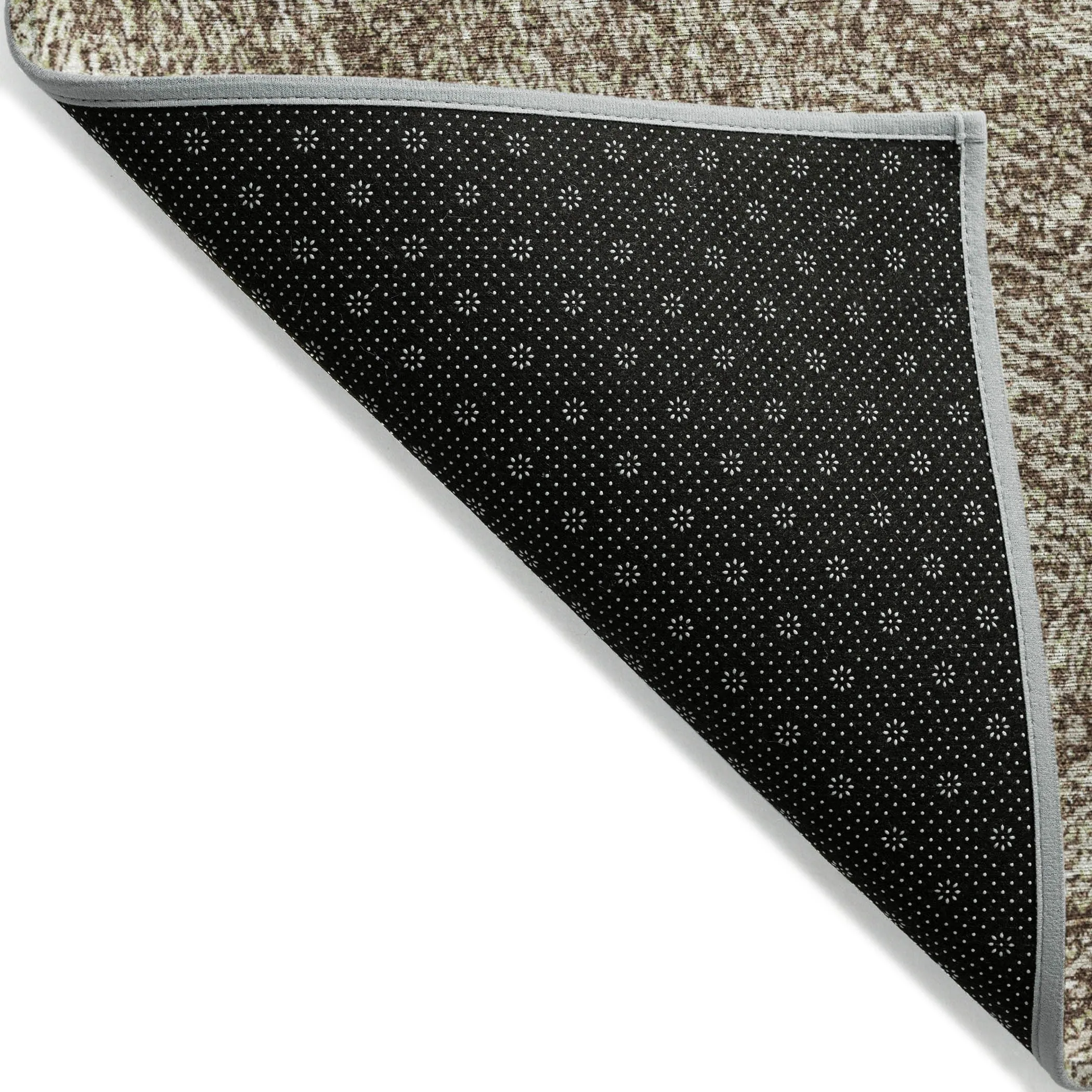 Machine Washable Indoor/ Outdoor Solid Geo Chantille Rug