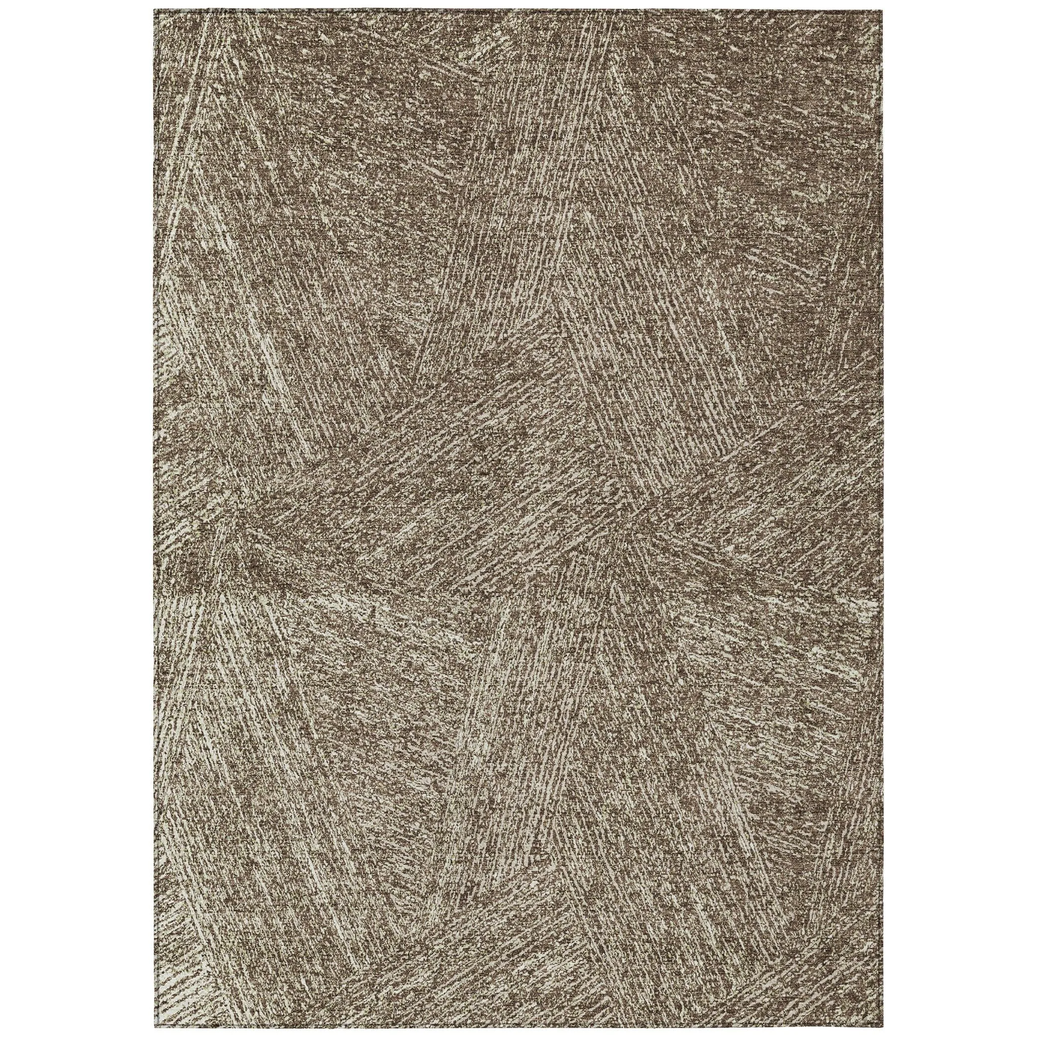 Machine Washable Indoor/ Outdoor Solid Geo Chantille Rug