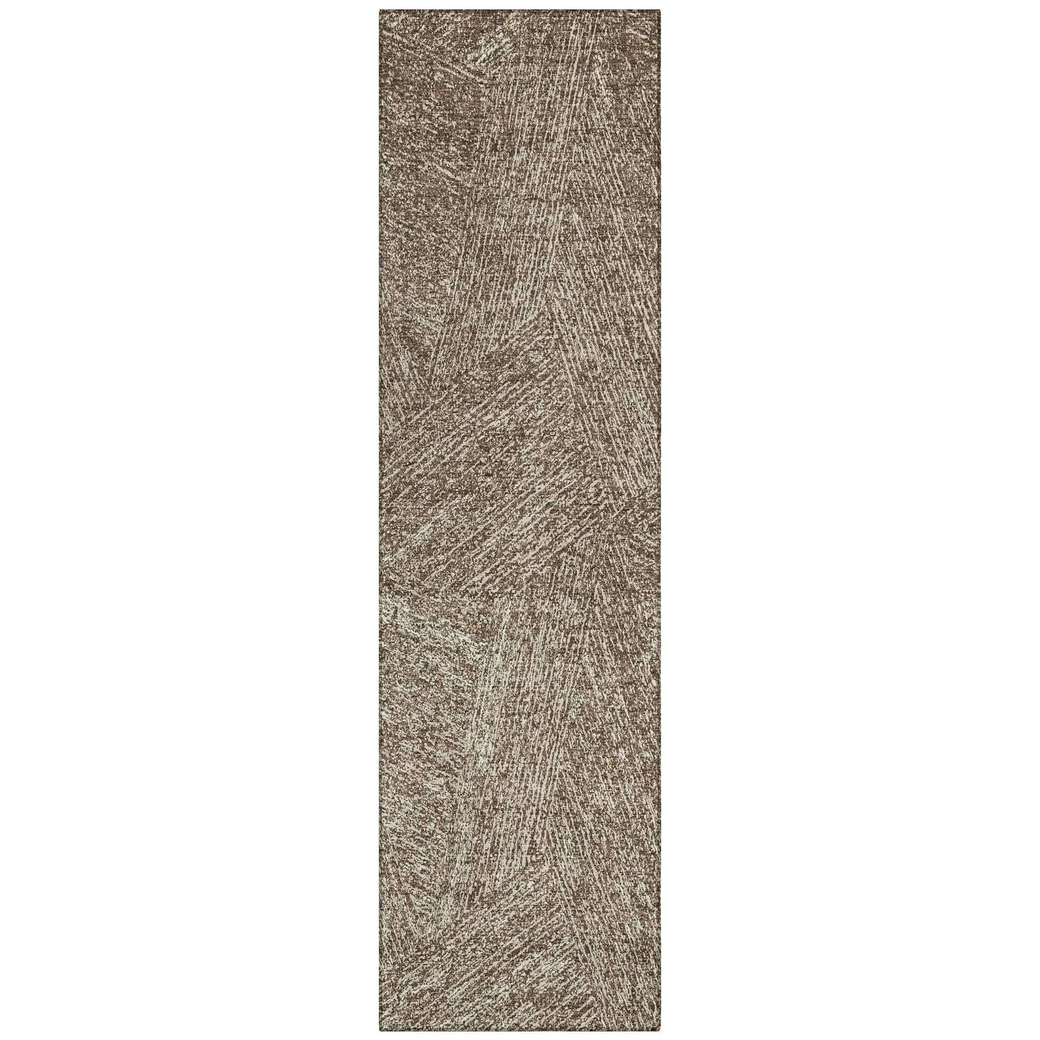 Machine Washable Indoor/ Outdoor Solid Geo Chantille Rug