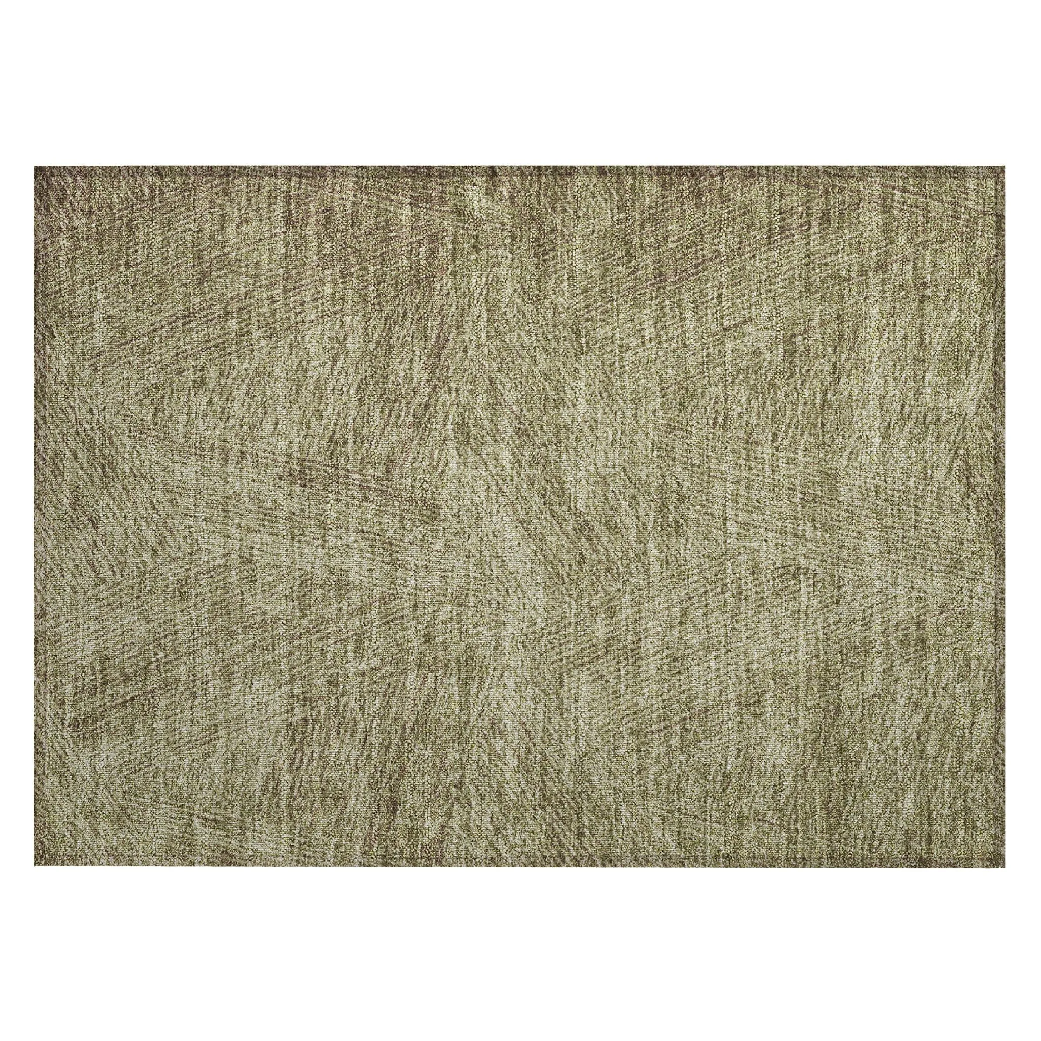 Machine Washable Indoor/ Outdoor Solid Geo Chantille Rug