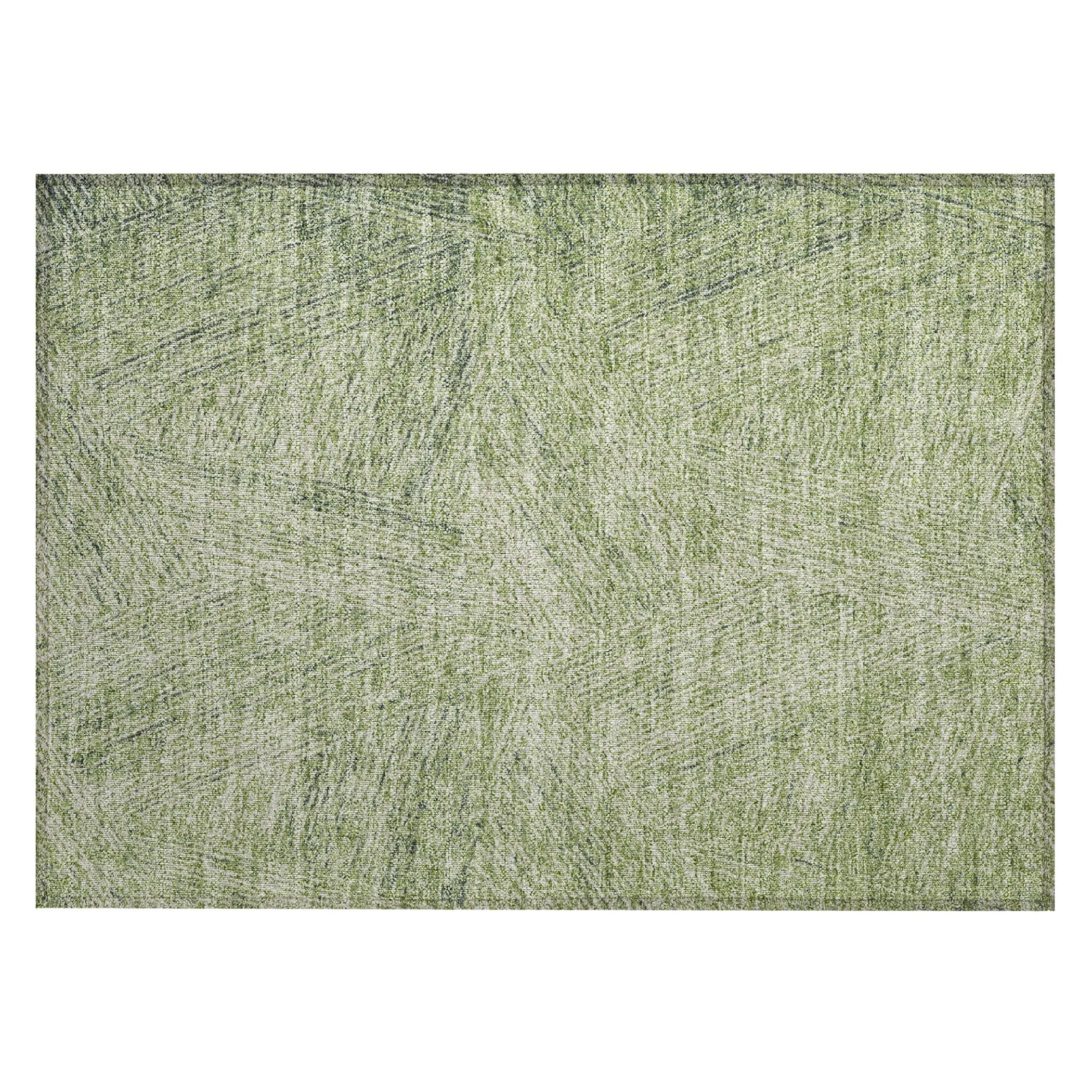 Machine Washable Indoor/ Outdoor Solid Geo Chantille Rug