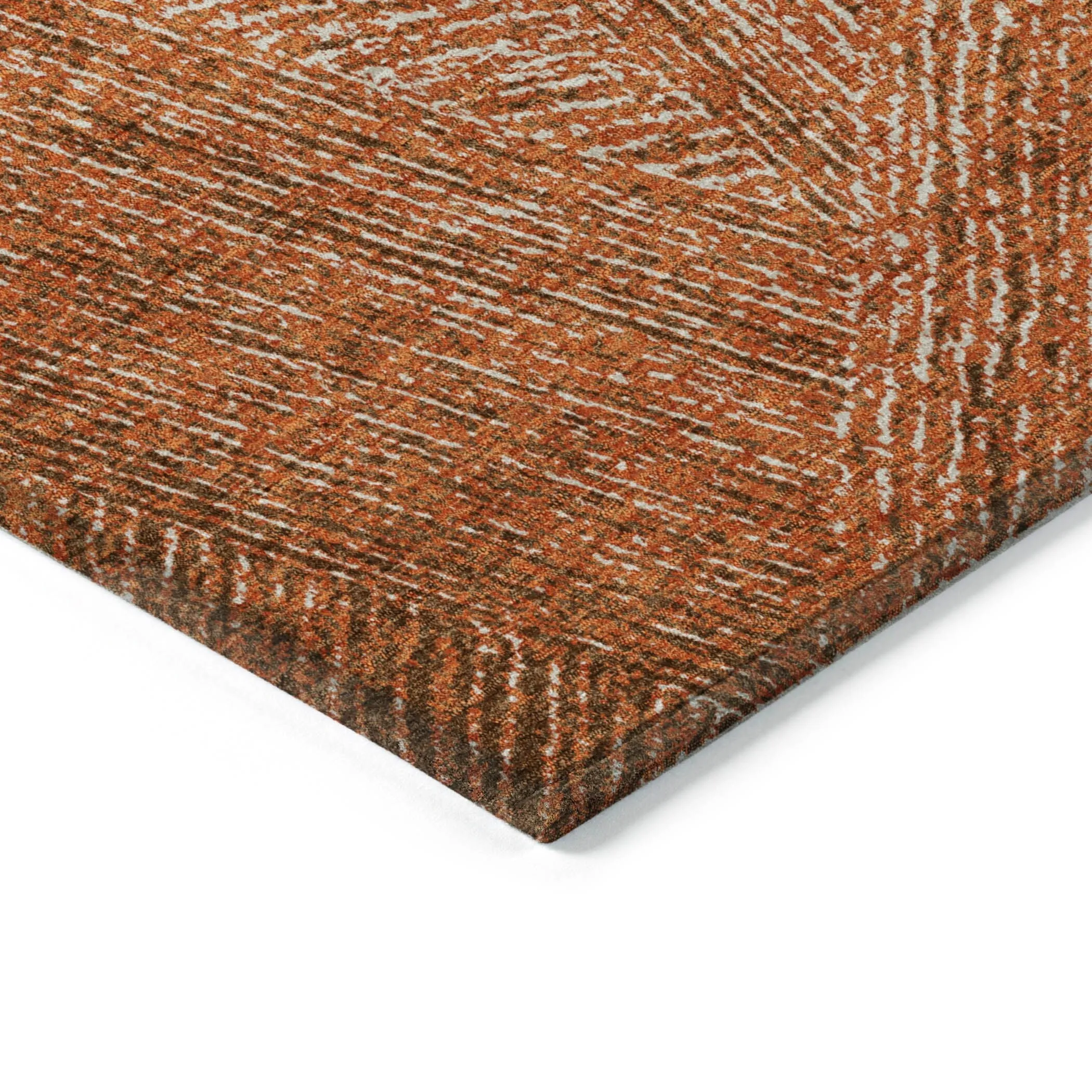 Machine Washable Indoor/ Outdoor Solid Geo Chantille Rug