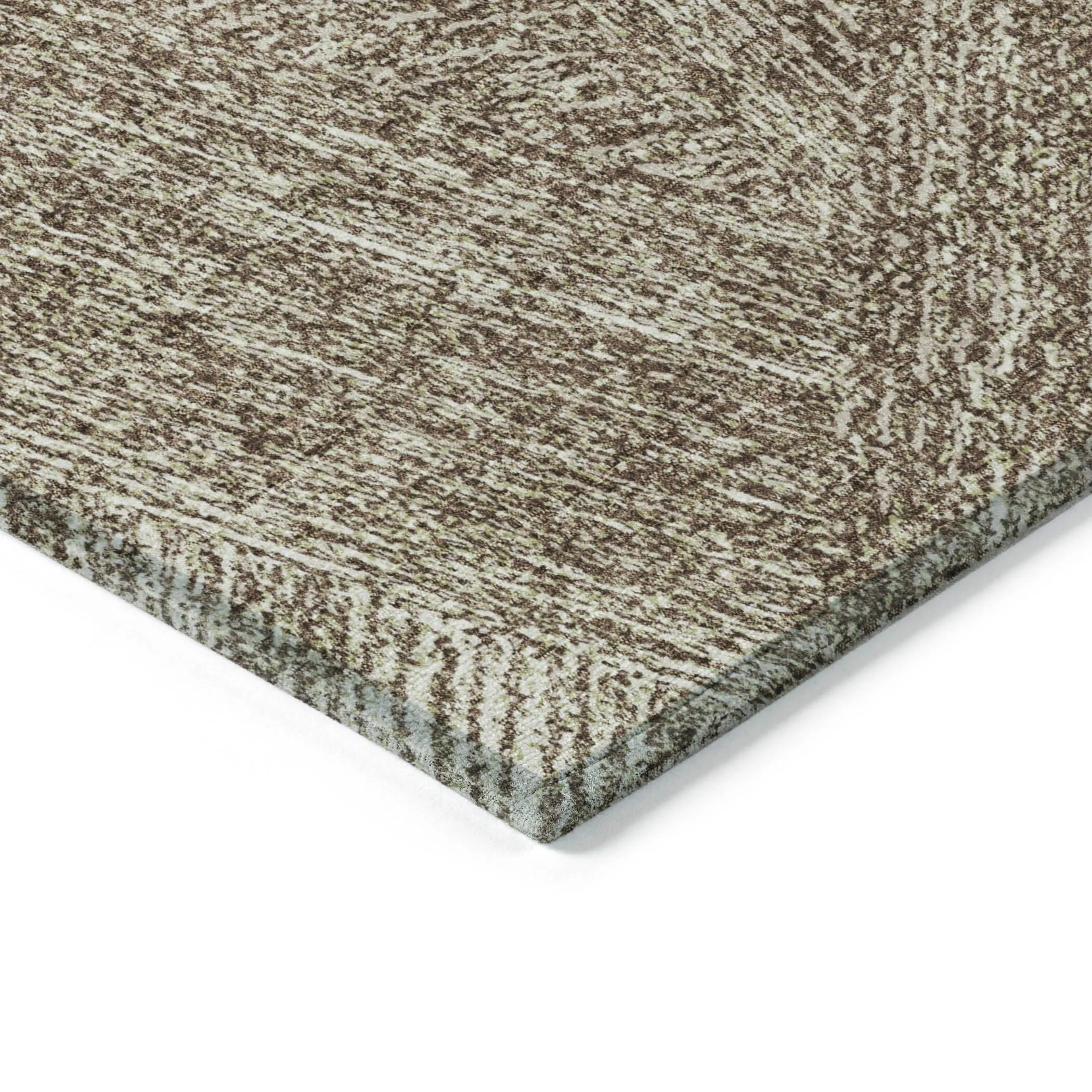 Machine Washable Indoor/ Outdoor Solid Geo Chantille Rug