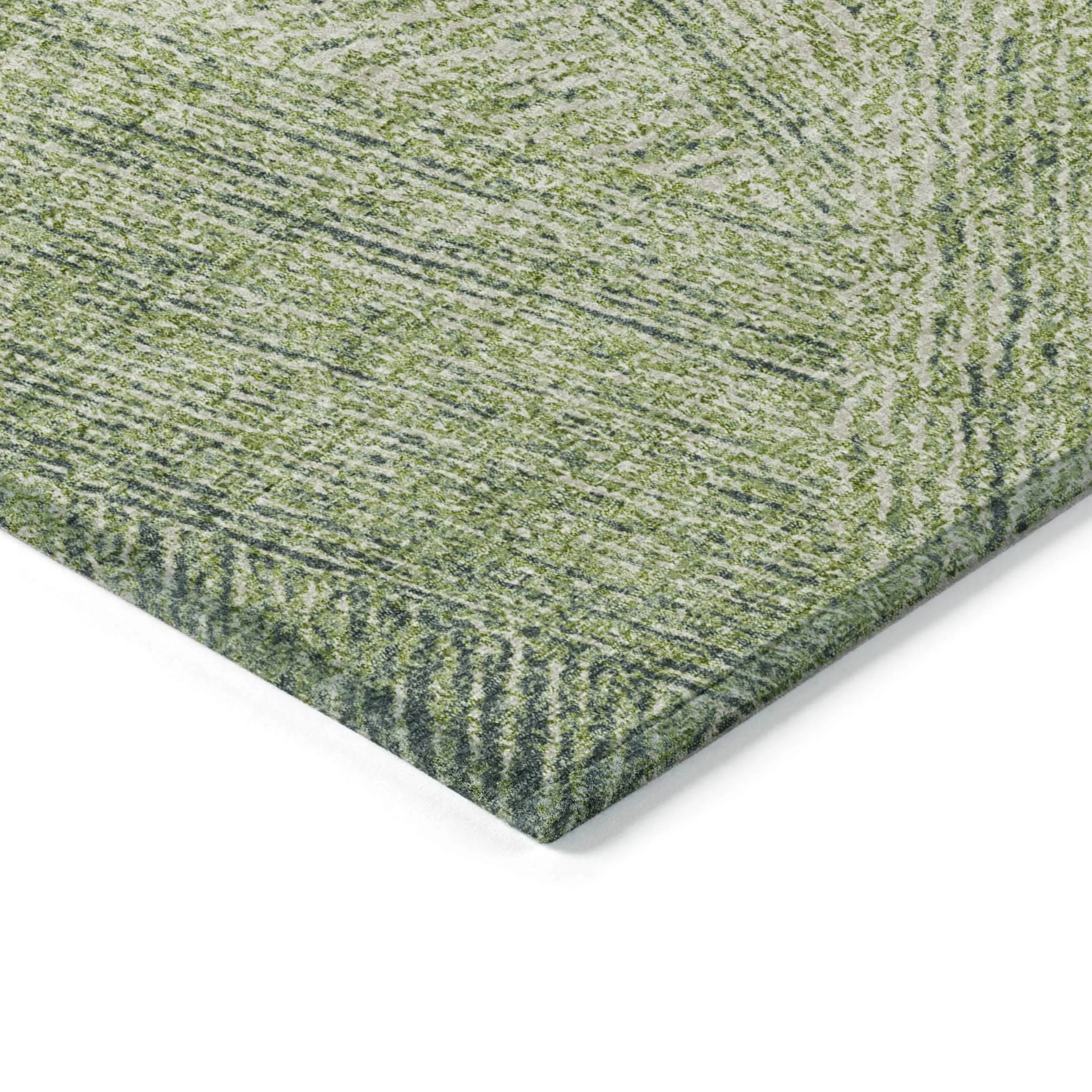Machine Washable Indoor/ Outdoor Solid Geo Chantille Rug
