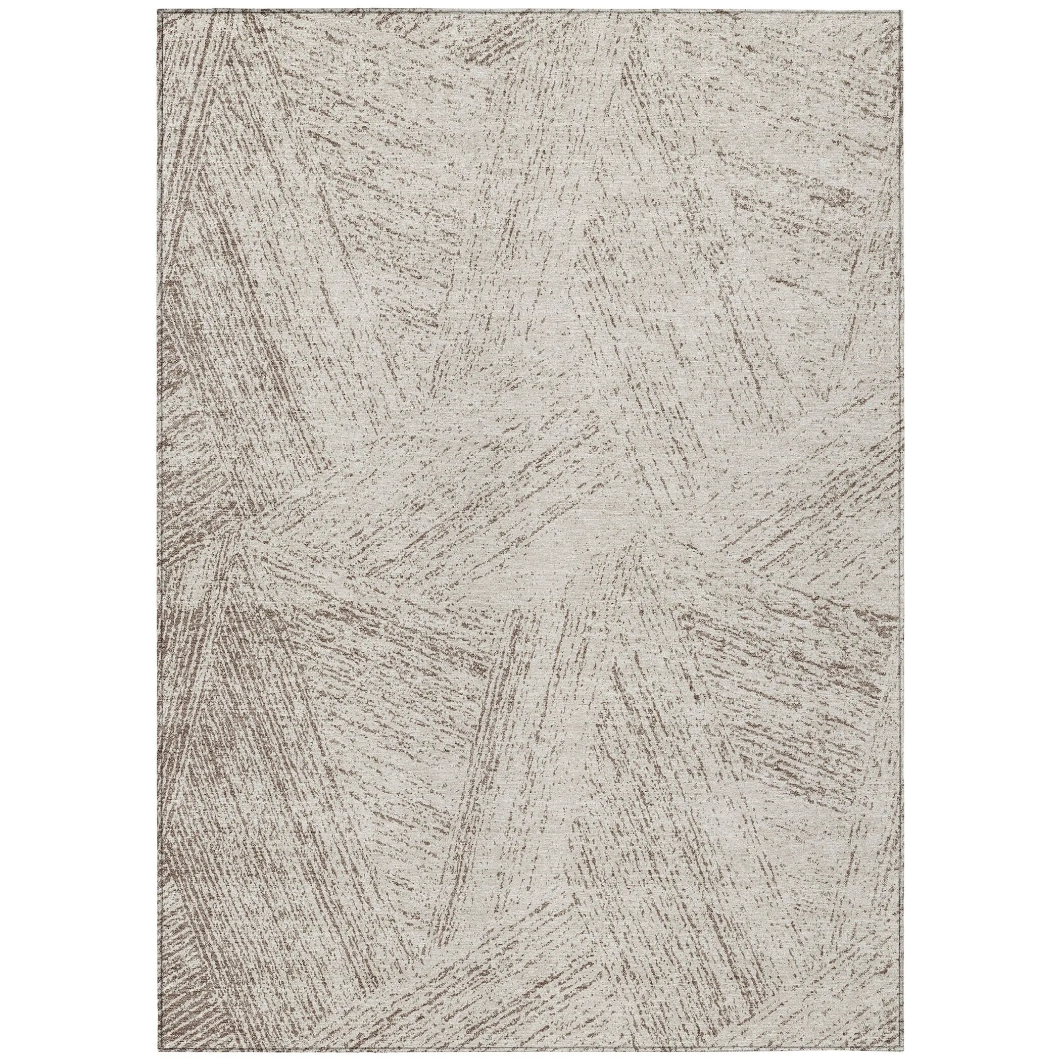 Machine Washable Indoor/ Outdoor Solid Geo Chantille Rug