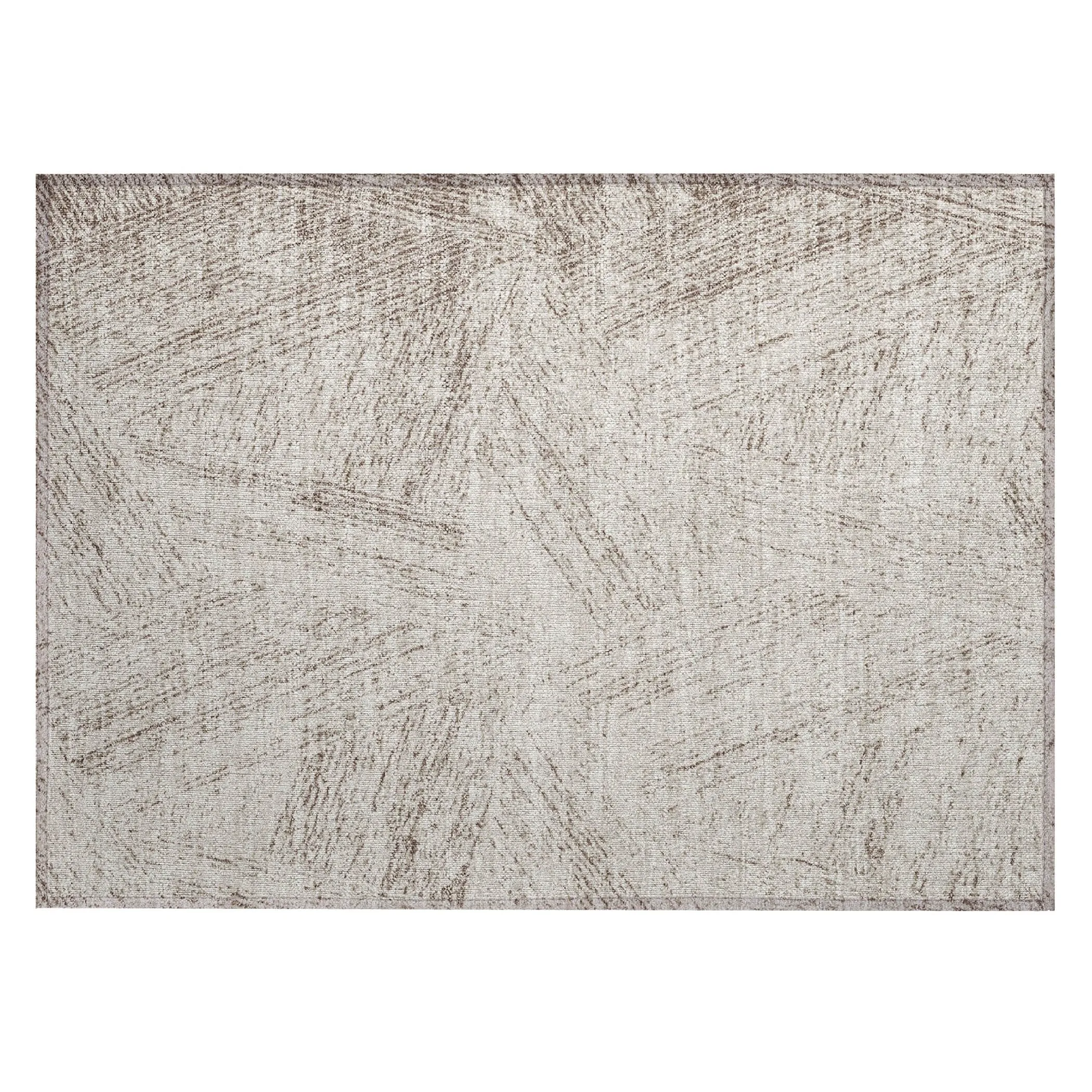 Machine Washable Indoor/ Outdoor Solid Geo Chantille Rug