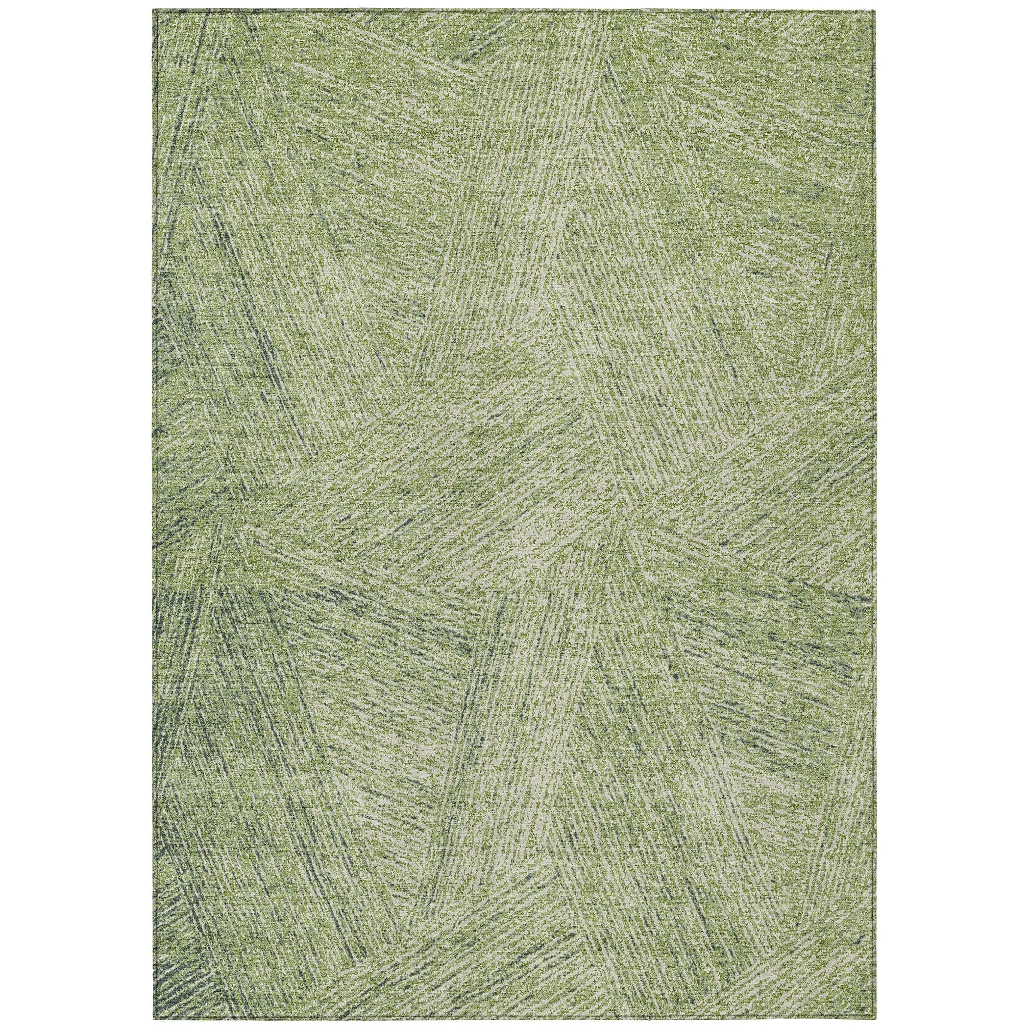 Machine Washable Indoor/ Outdoor Solid Geo Chantille Rug