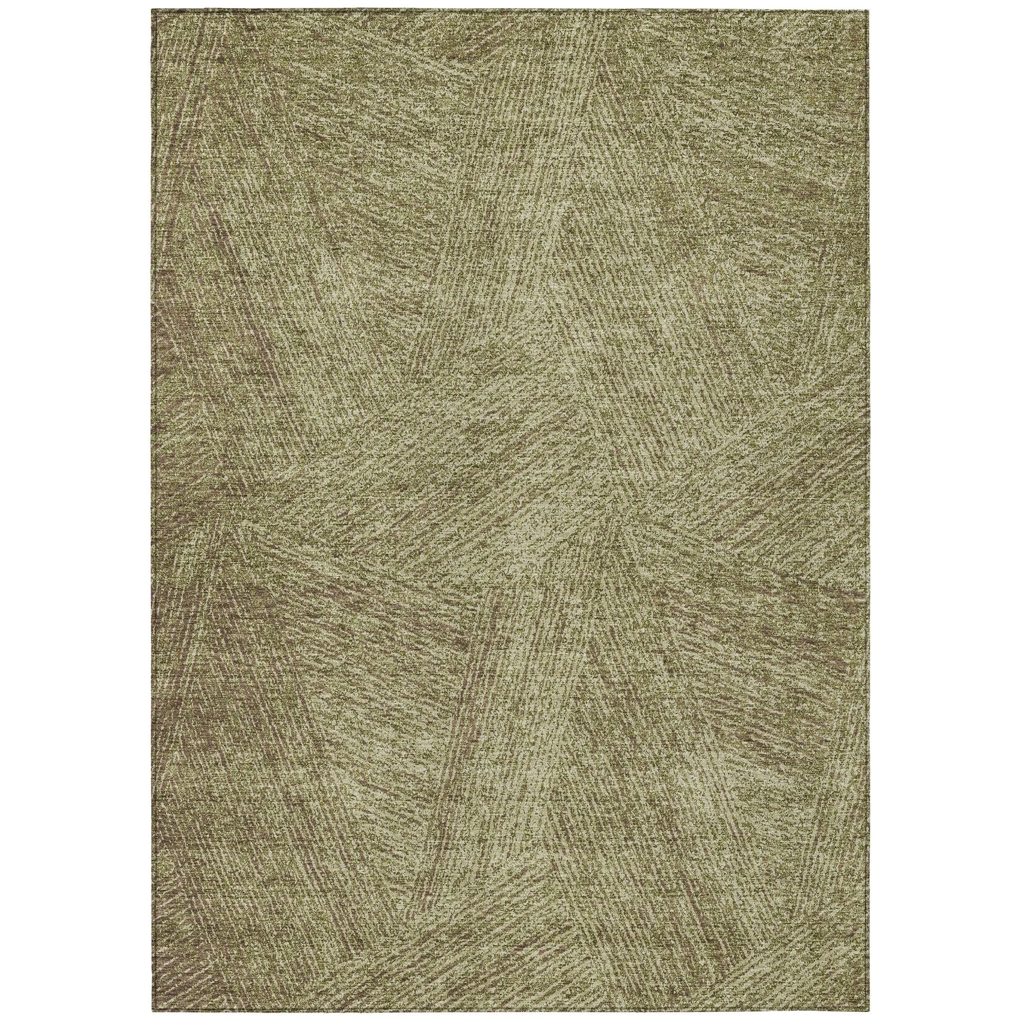 Machine Washable Indoor/ Outdoor Solid Geo Chantille Rug
