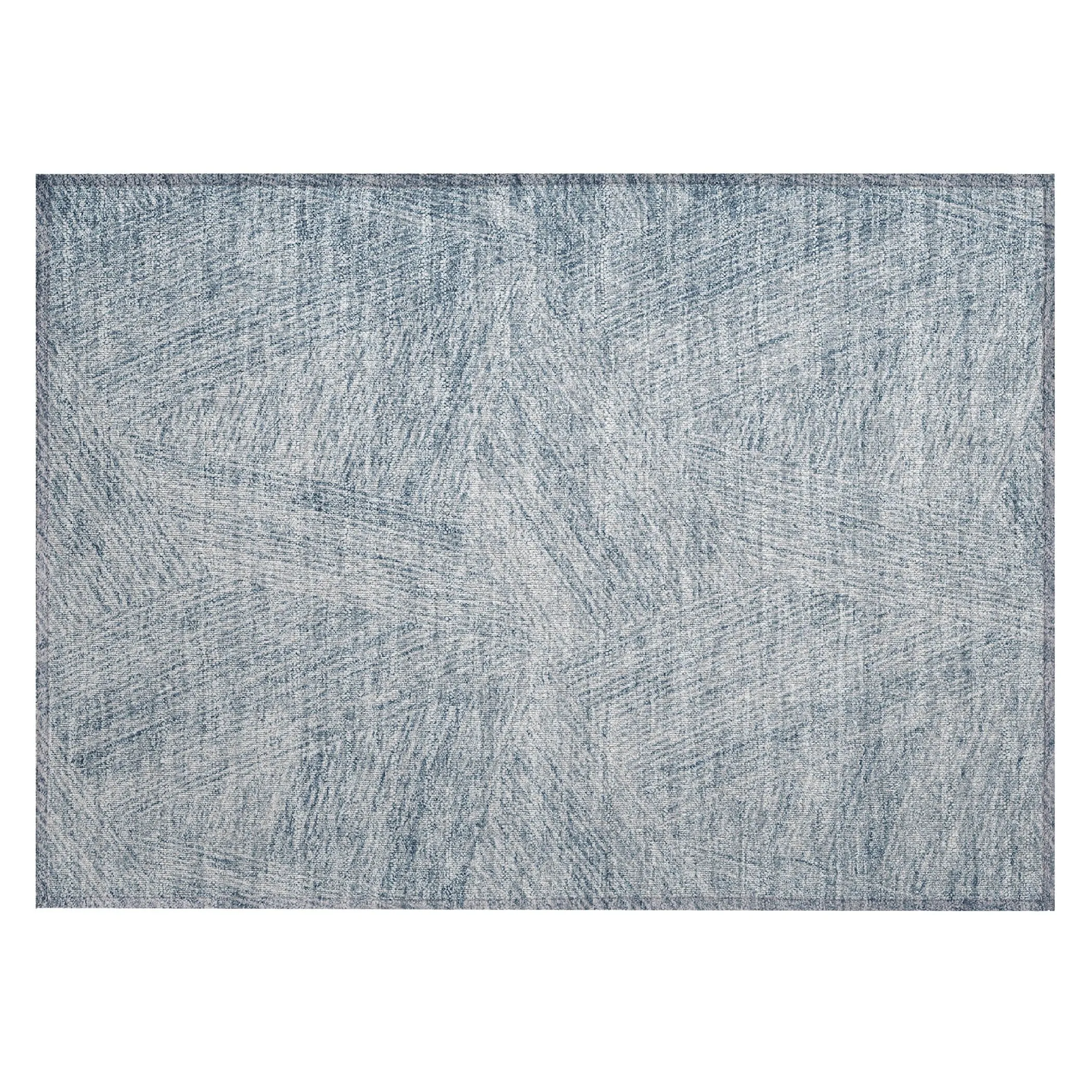 Machine Washable Indoor/ Outdoor Solid Geo Chantille Rug