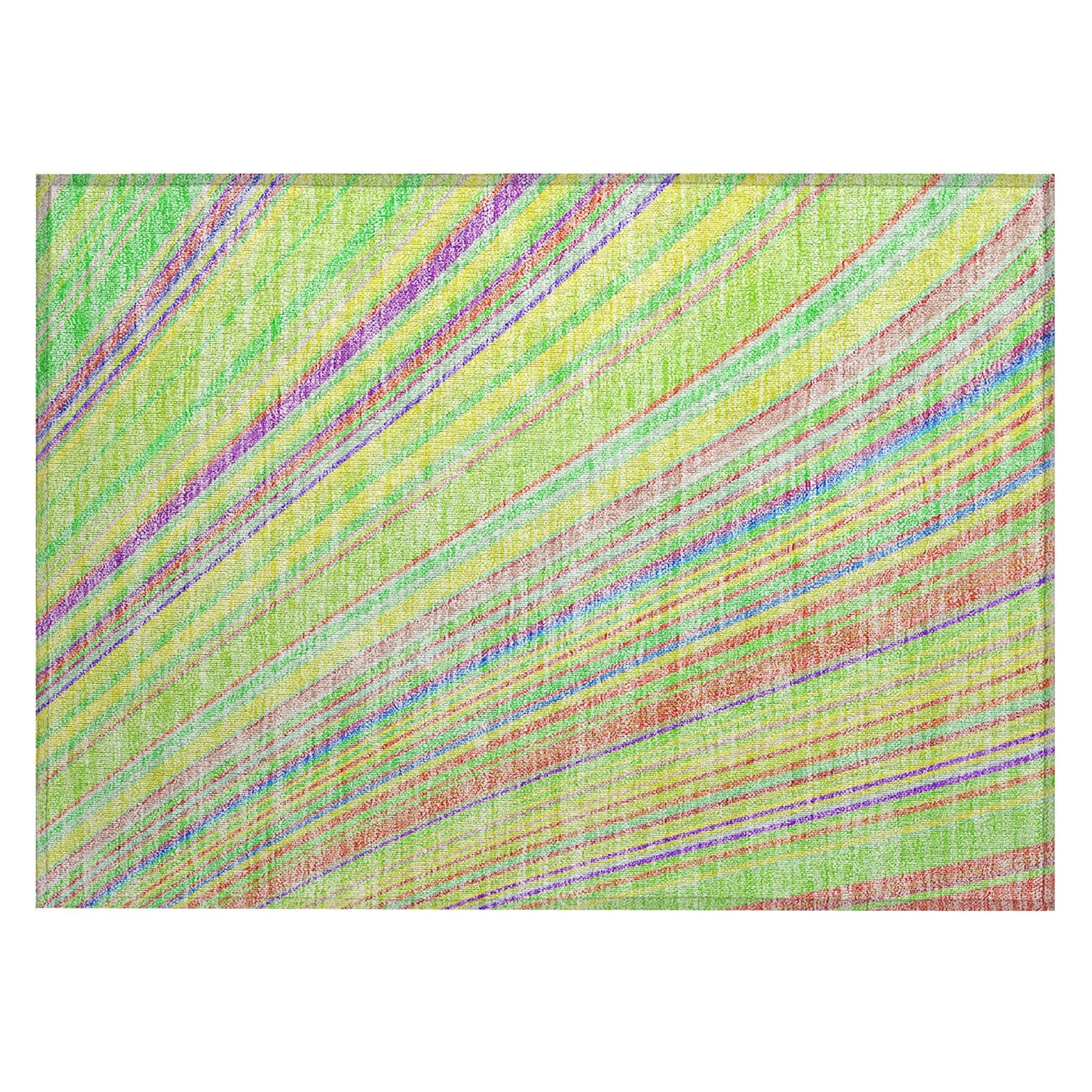 Machine Washable Indoor/ Outdoor Stripe Wave Chantille Rug