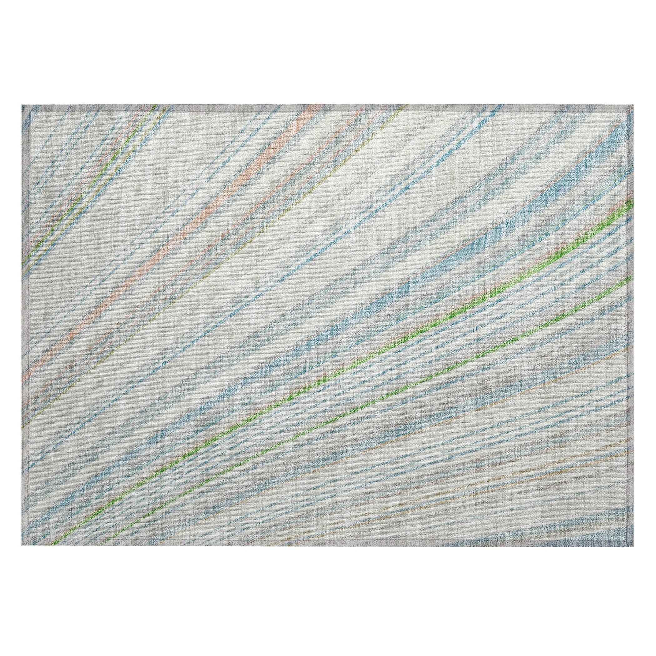Machine Washable Indoor/ Outdoor Stripe Wave Chantille Rug