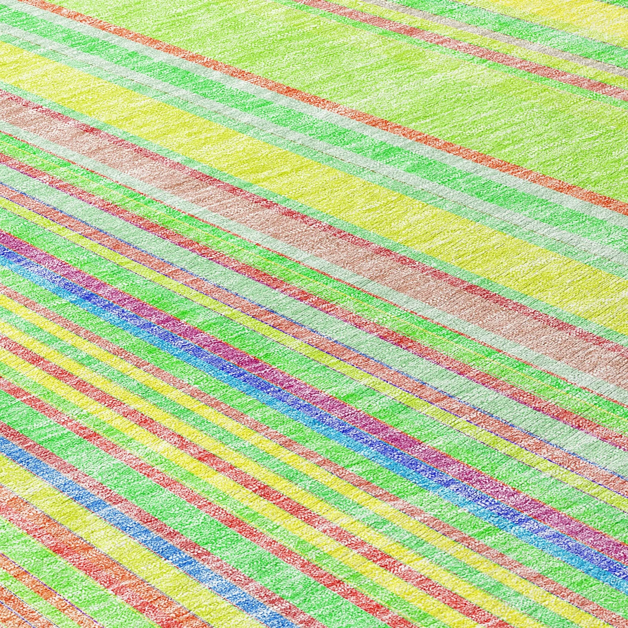 Machine Washable Indoor/ Outdoor Stripe Wave Chantille Rug