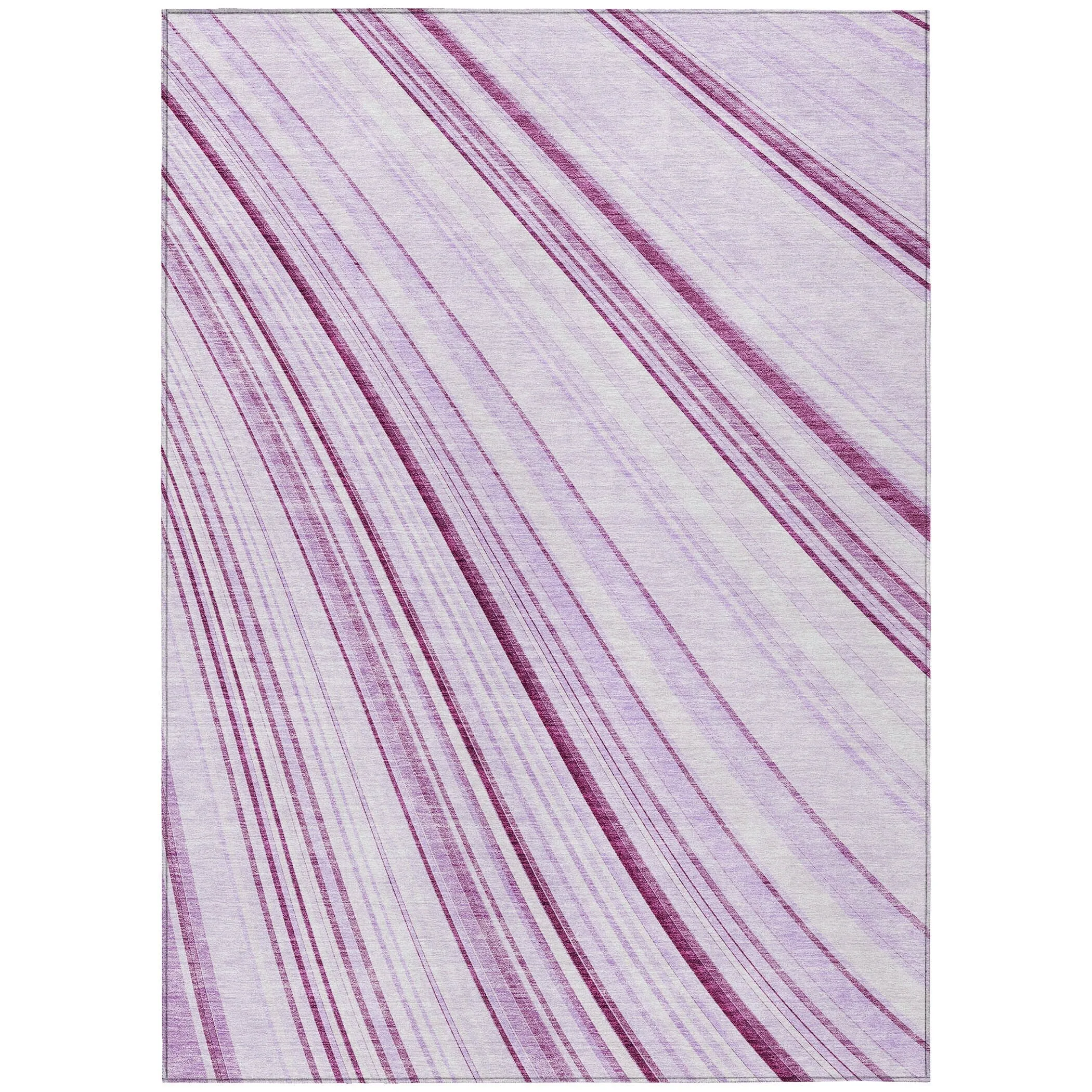 Machine Washable Indoor/ Outdoor Stripe Wave Chantille Rug