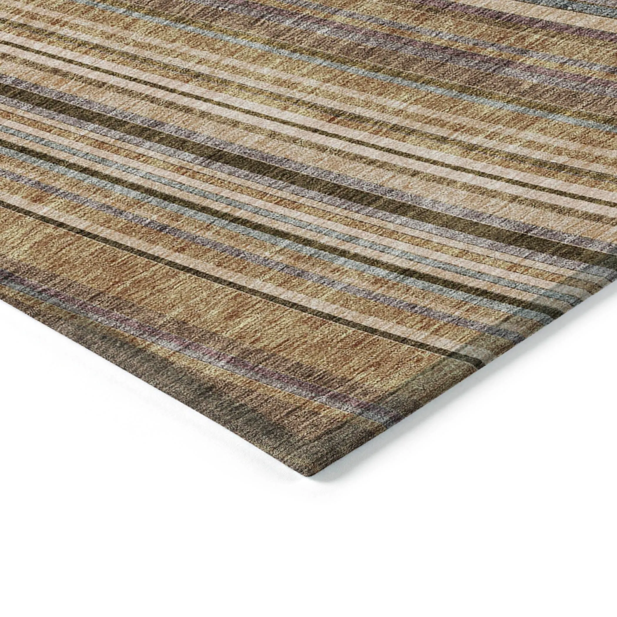 Machine Washable Indoor/ Outdoor Stripe Wave Chantille Rug