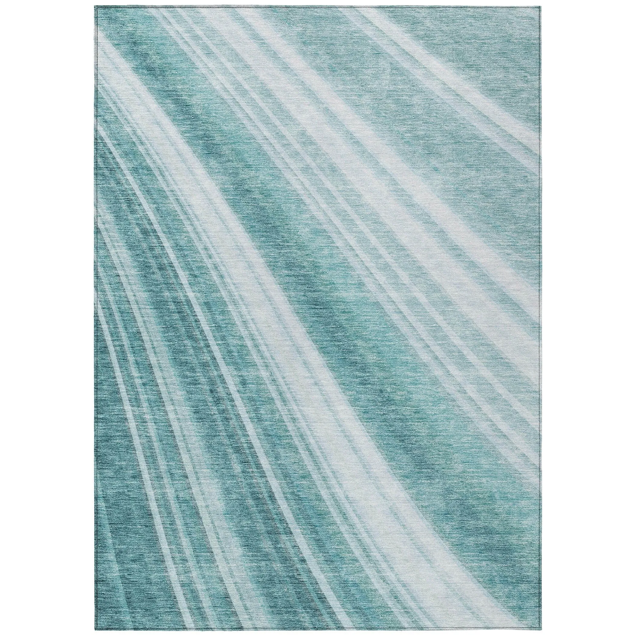 Machine Washable Indoor/ Outdoor Stripe Wave Chantille Rug