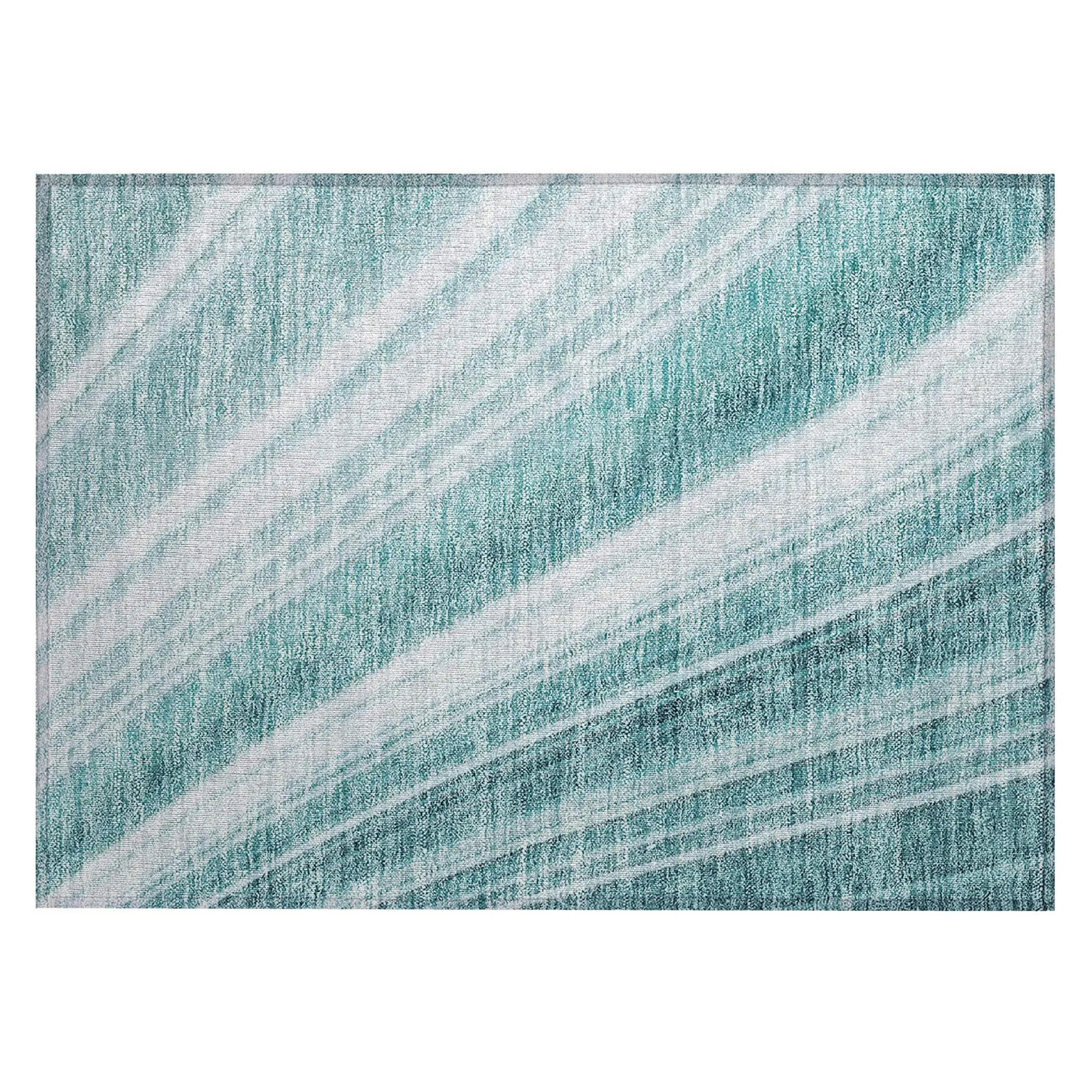 Machine Washable Indoor/ Outdoor Stripe Wave Chantille Rug