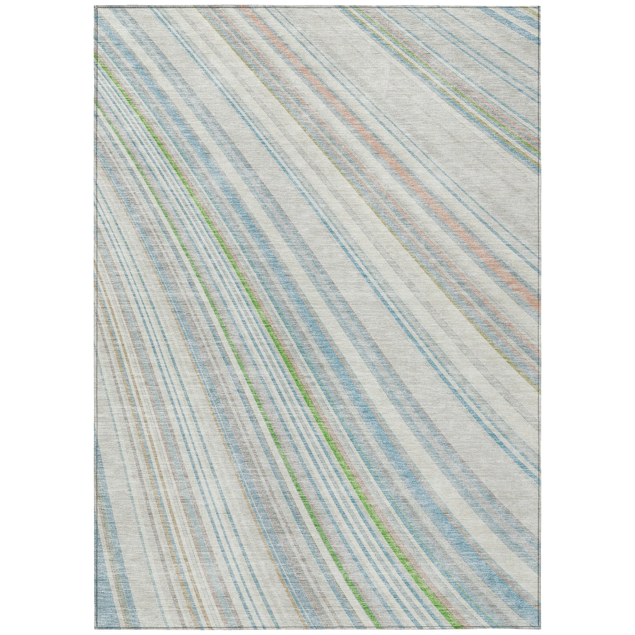 Machine Washable Indoor/ Outdoor Stripe Wave Chantille Rug