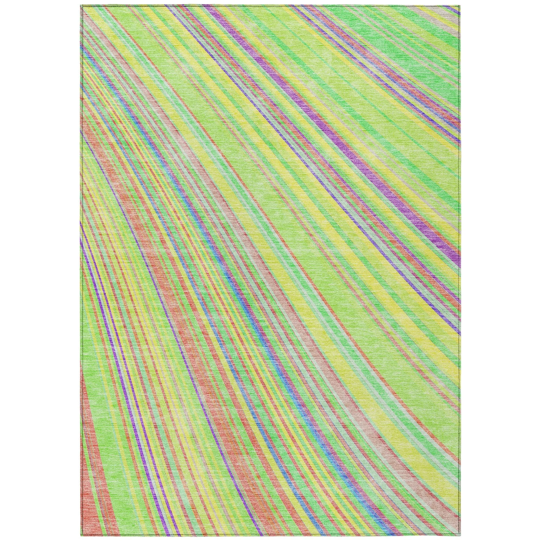 Machine Washable Indoor/ Outdoor Stripe Wave Chantille Rug