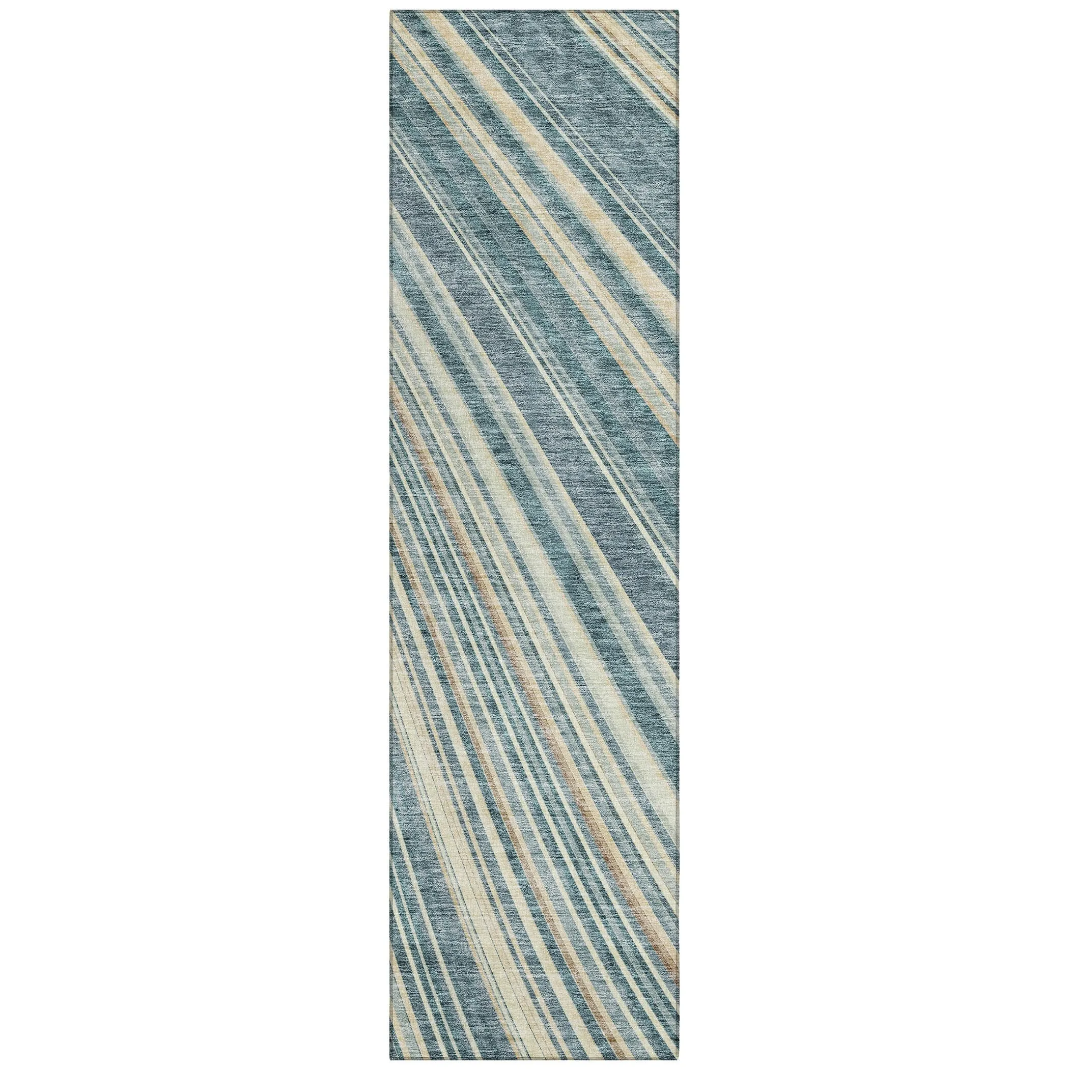 Machine Washable Indoor/ Outdoor Stripe Wave Chantille Rug