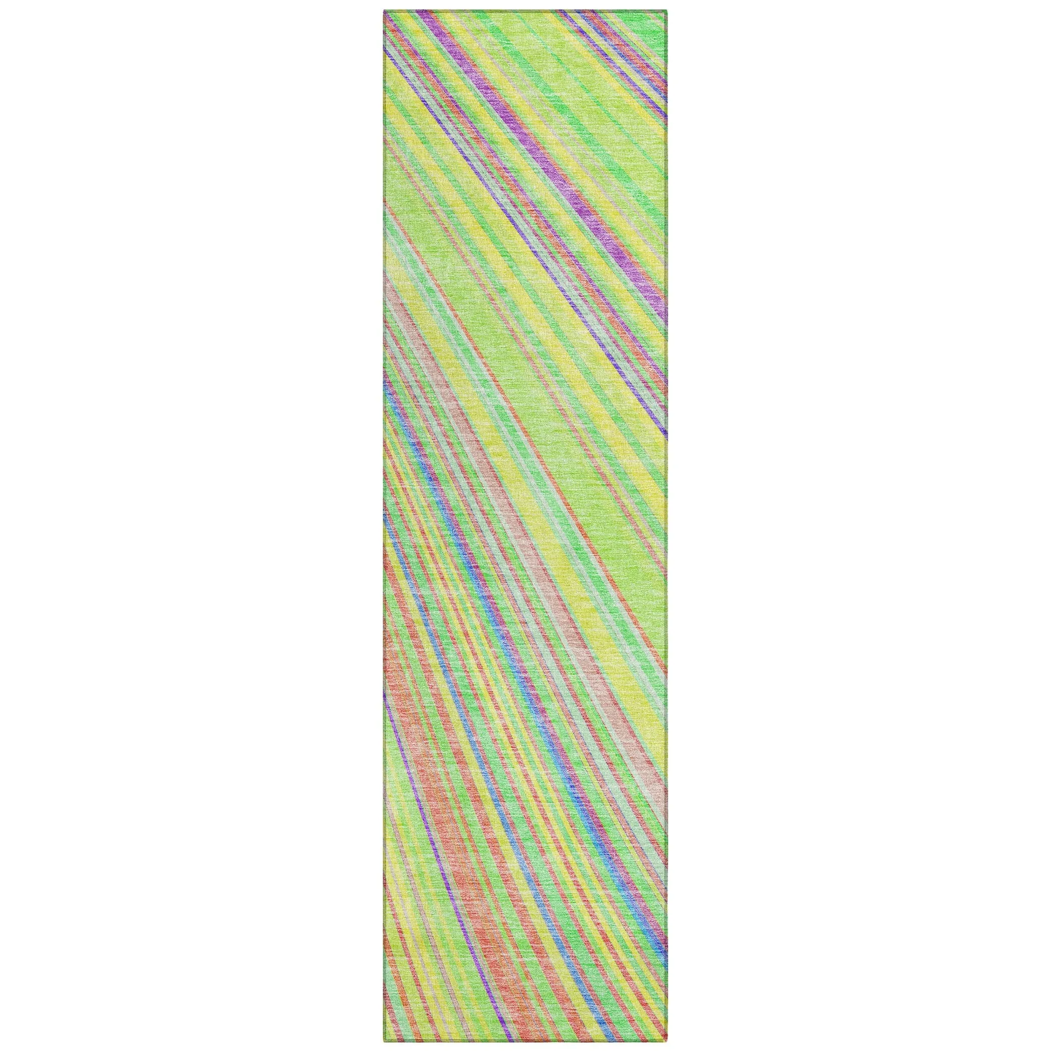 Machine Washable Indoor/ Outdoor Stripe Wave Chantille Rug