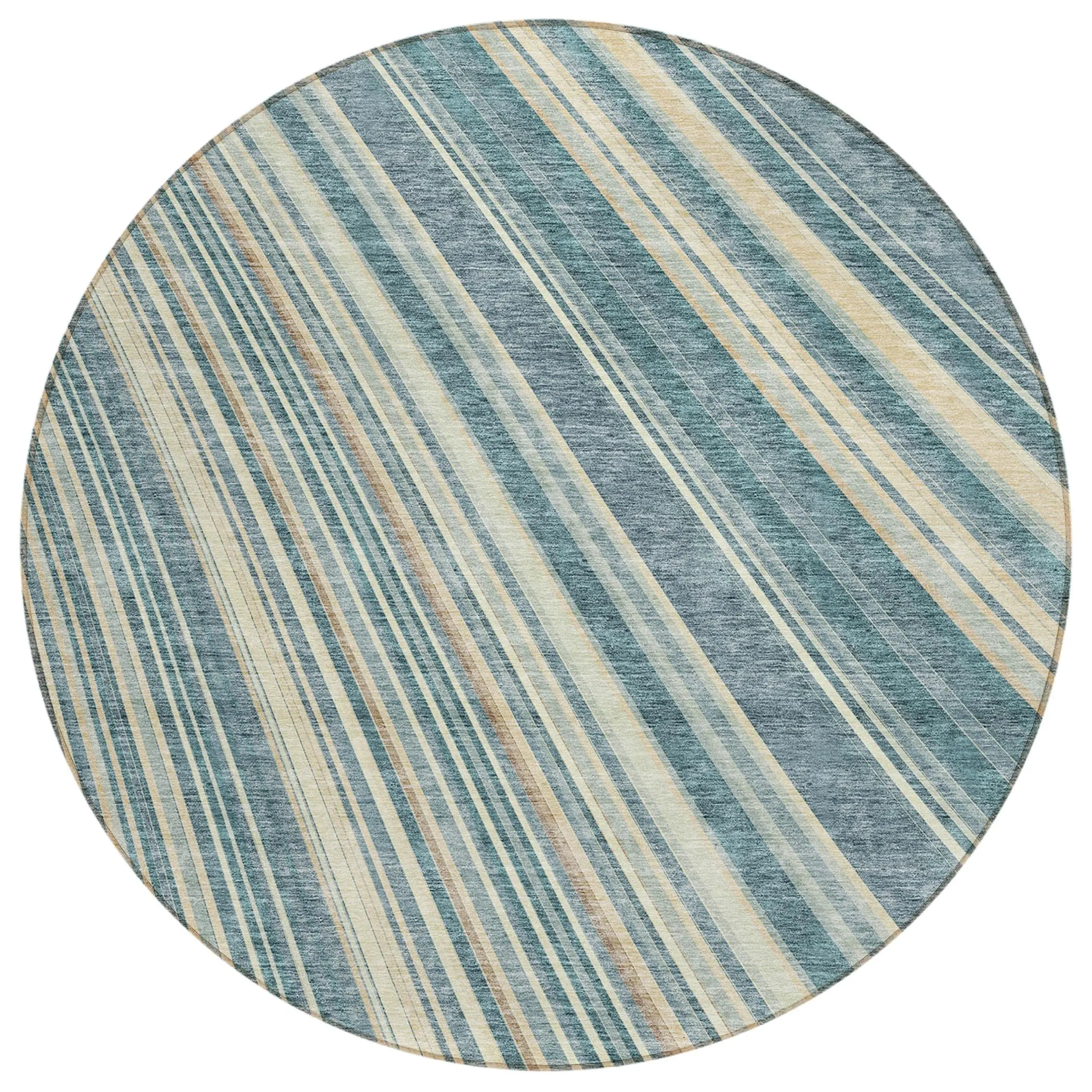 Machine Washable Indoor/ Outdoor Stripe Wave Chantille Rug
