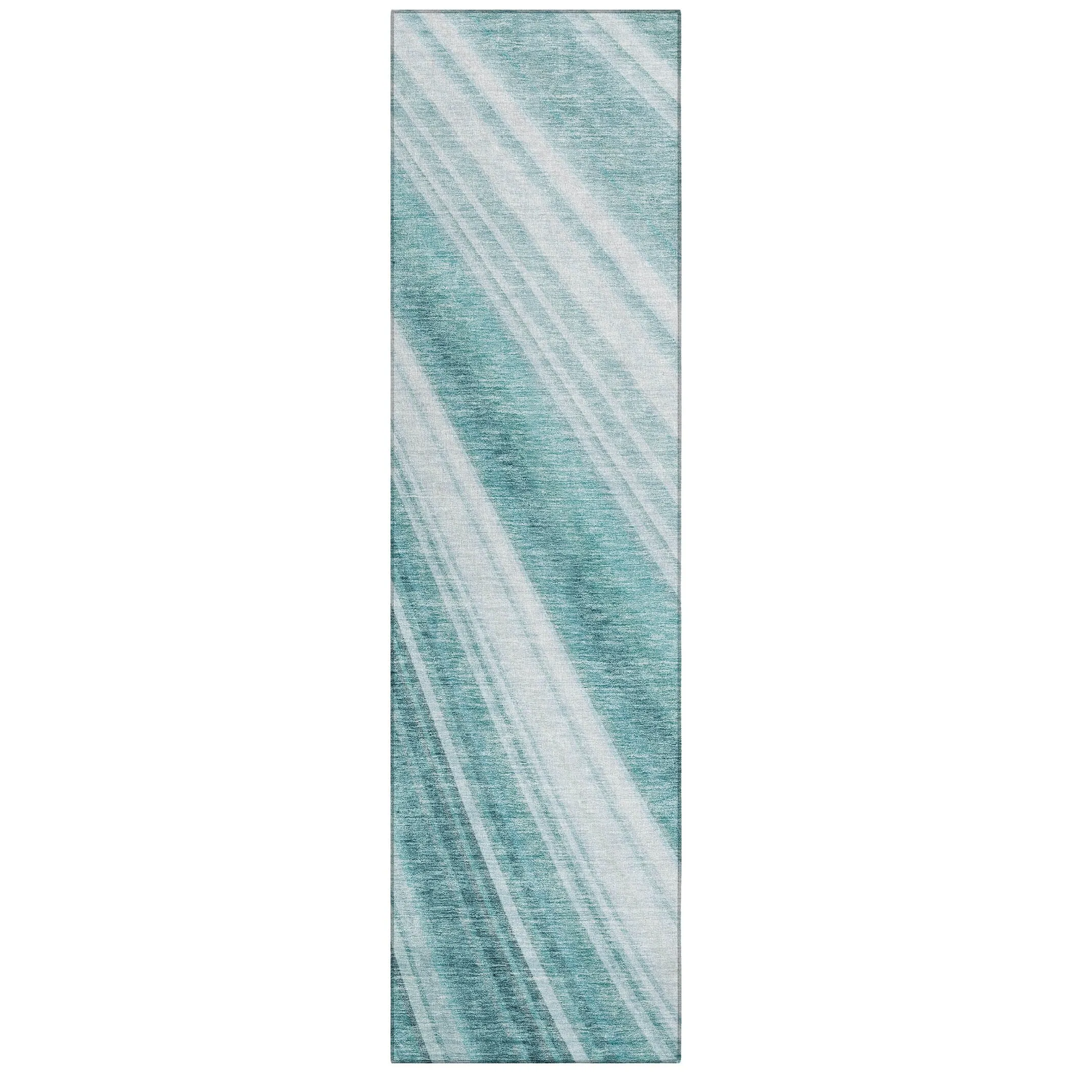 Machine Washable Indoor/ Outdoor Stripe Wave Chantille Rug