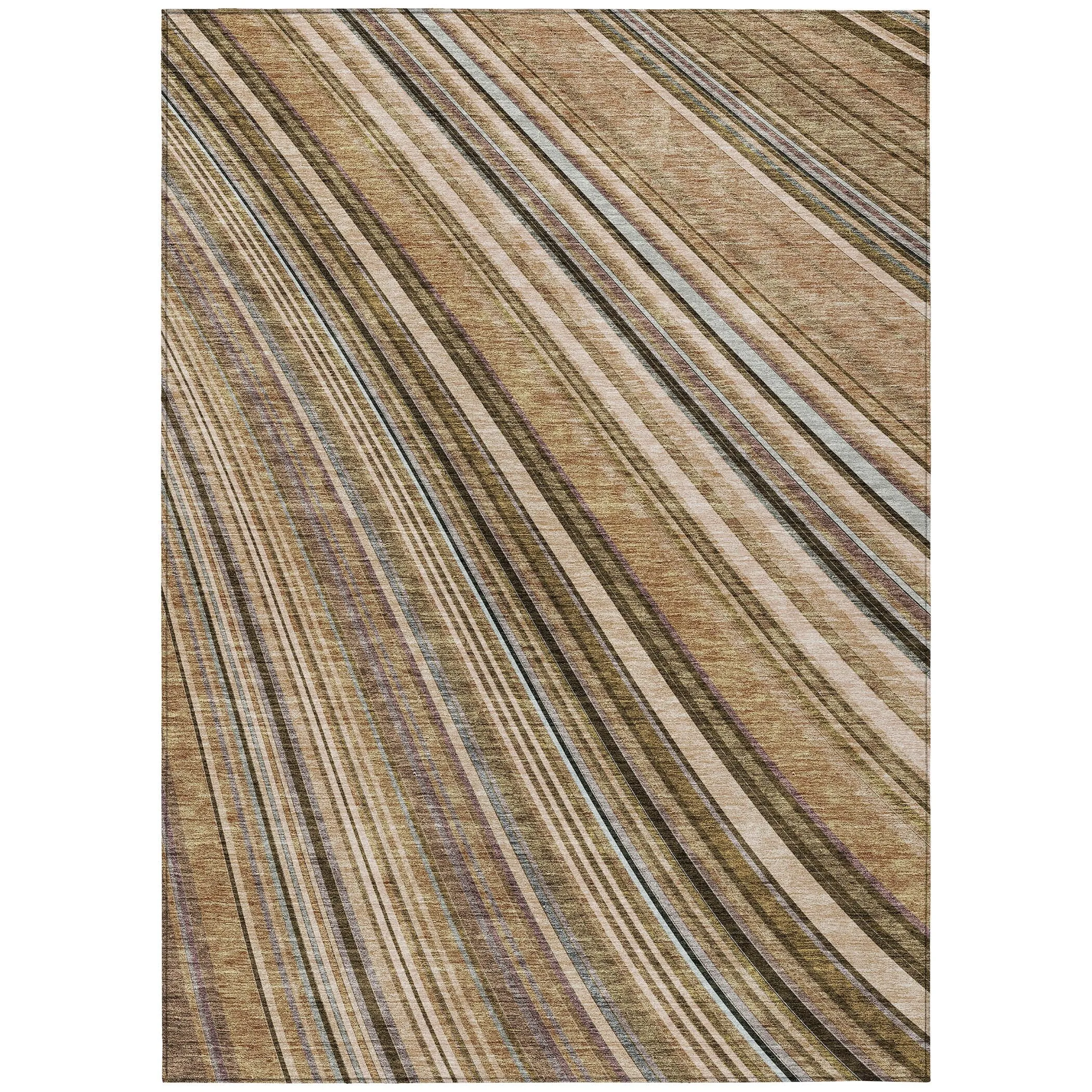 Machine Washable Indoor/ Outdoor Stripe Wave Chantille Rug