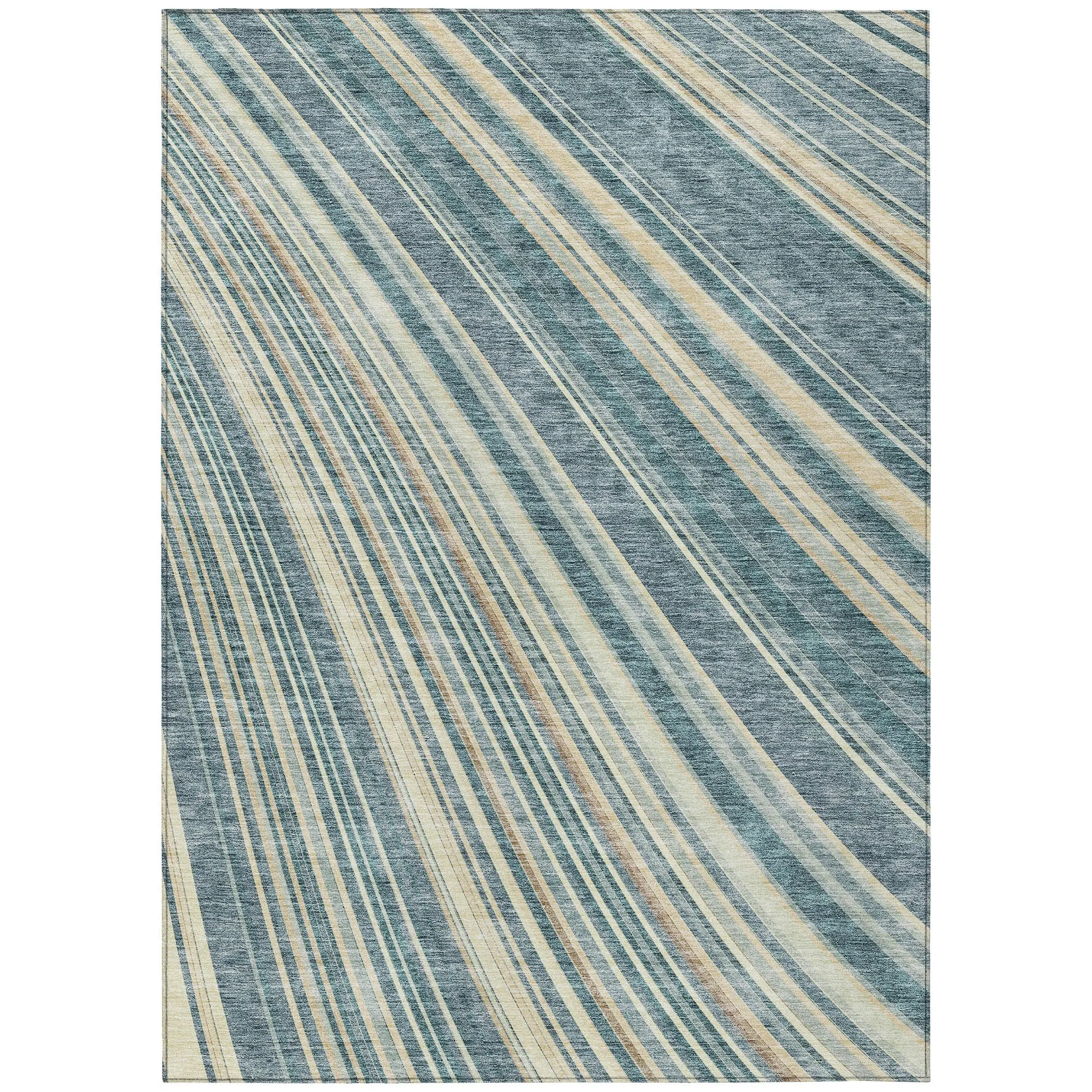 Machine Washable Indoor/ Outdoor Stripe Wave Chantille Rug