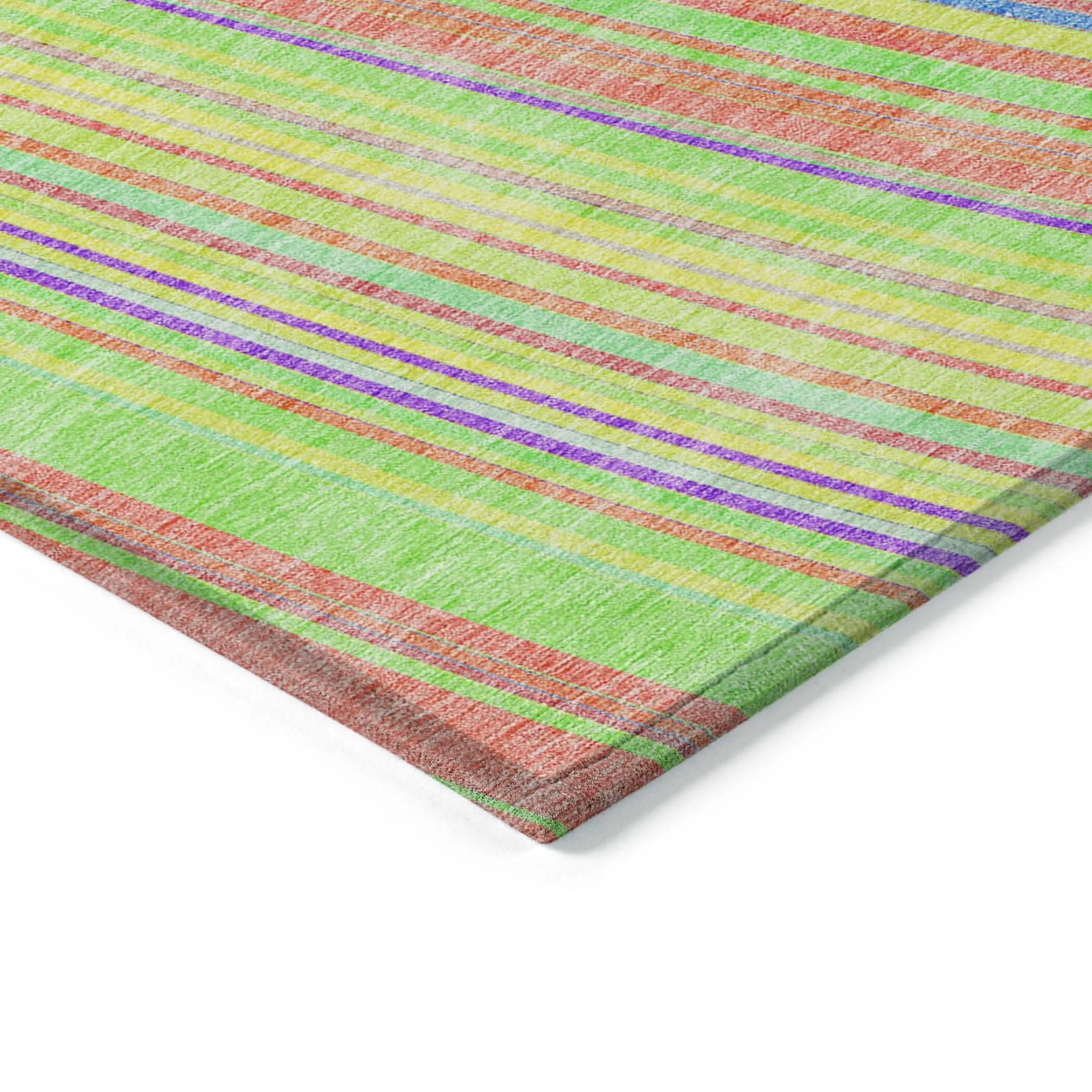 Machine Washable Indoor/ Outdoor Stripe Wave Chantille Rug