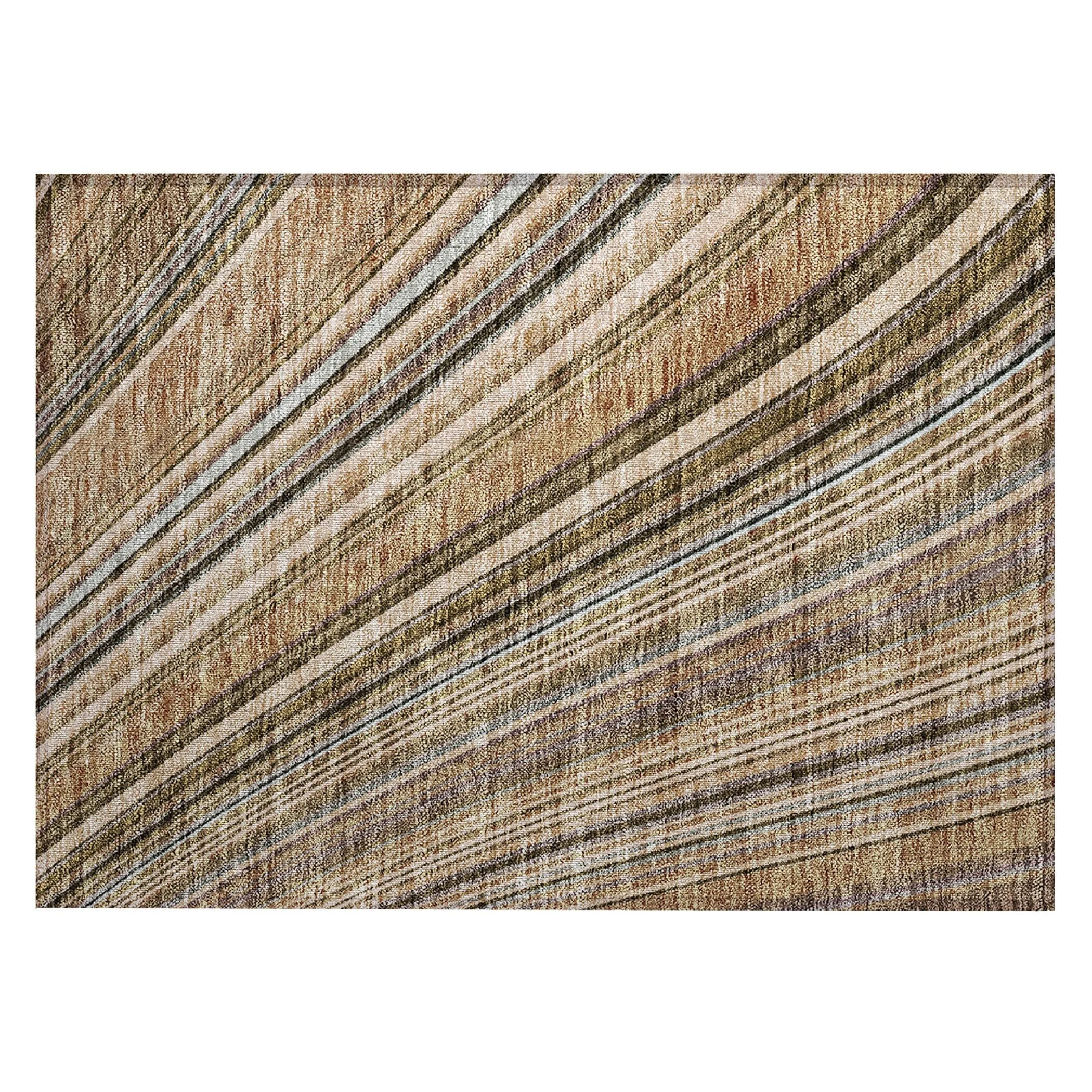 Machine Washable Indoor/ Outdoor Stripe Wave Chantille Rug