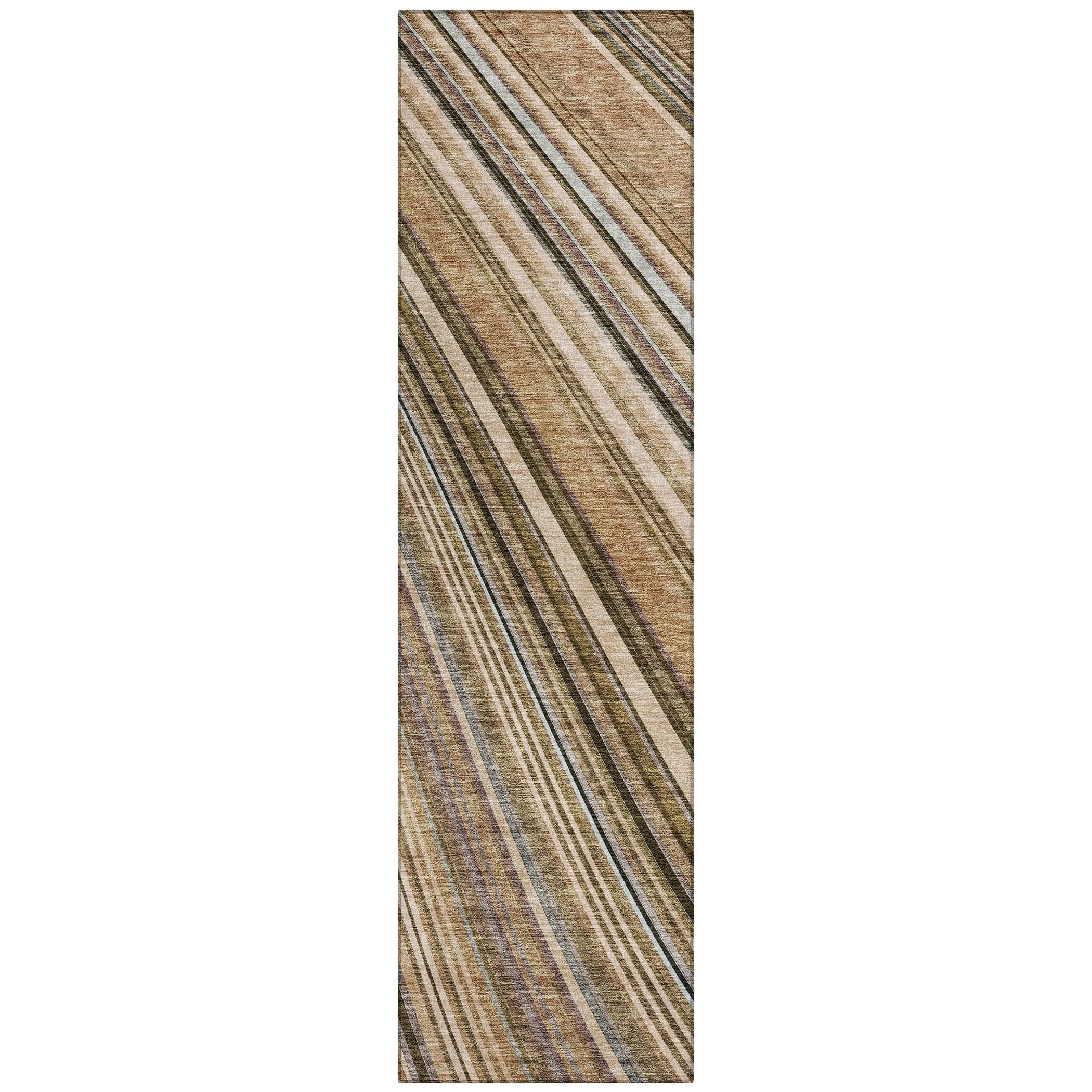 Machine Washable Indoor/ Outdoor Stripe Wave Chantille Rug