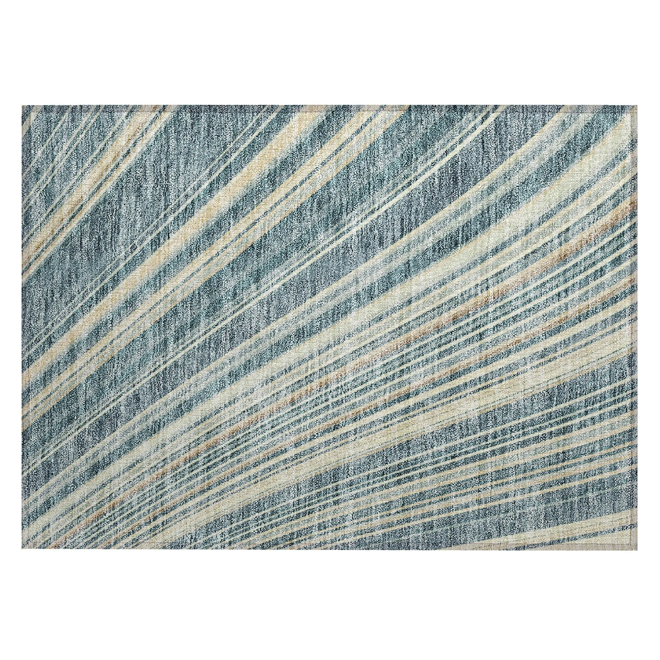 Machine Washable Indoor/ Outdoor Stripe Wave Chantille Rug