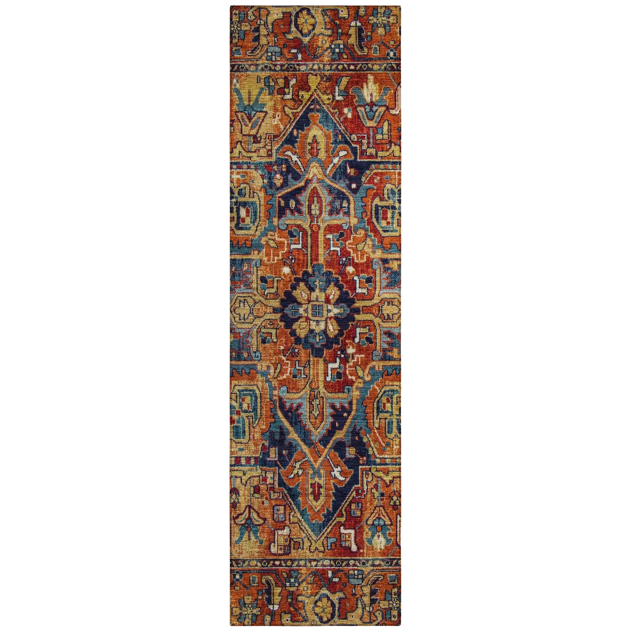 Machine Washable Indoor/ Outdoor Traditional Boho Chantille Rug