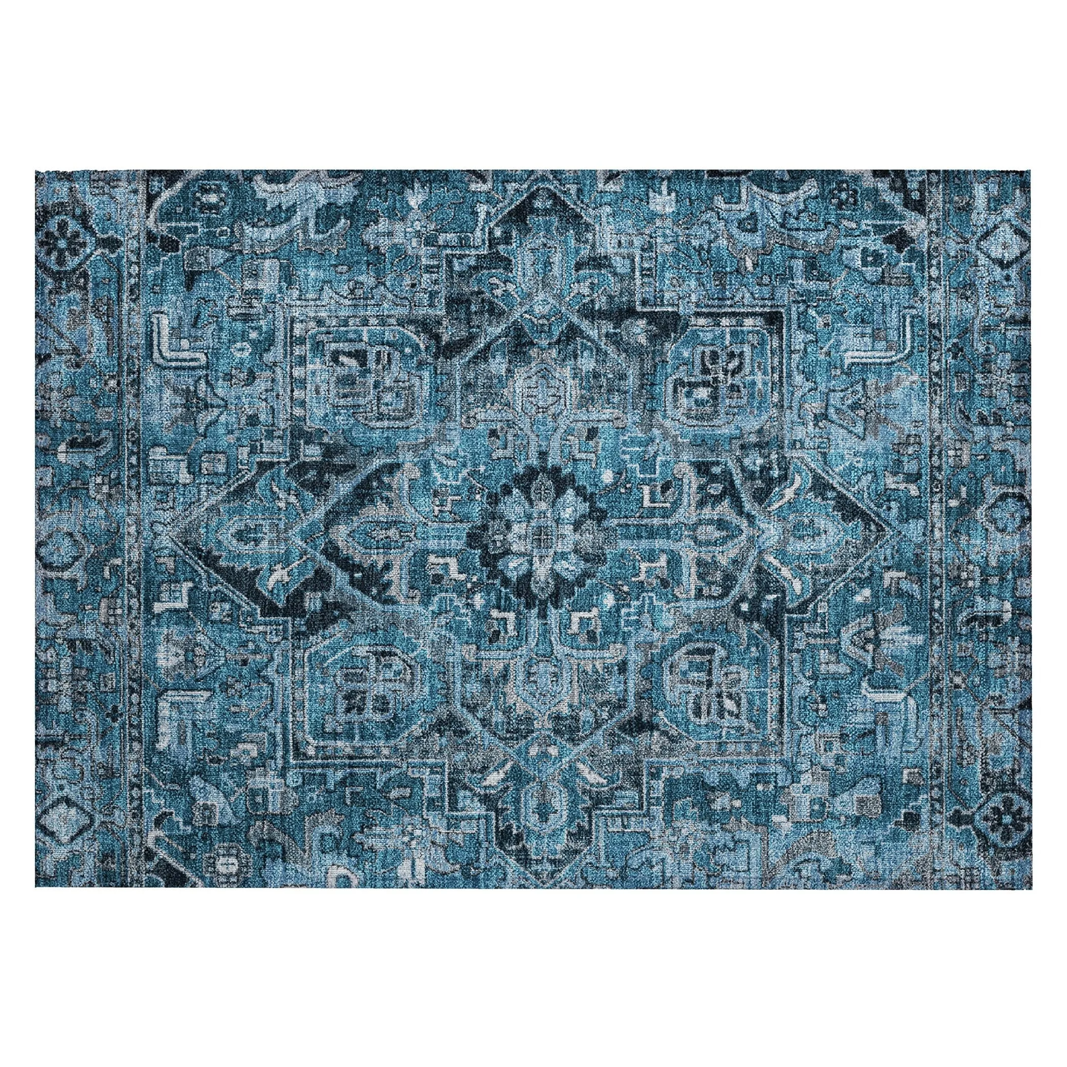 Machine Washable Indoor/ Outdoor Traditional Boho Chantille Rug