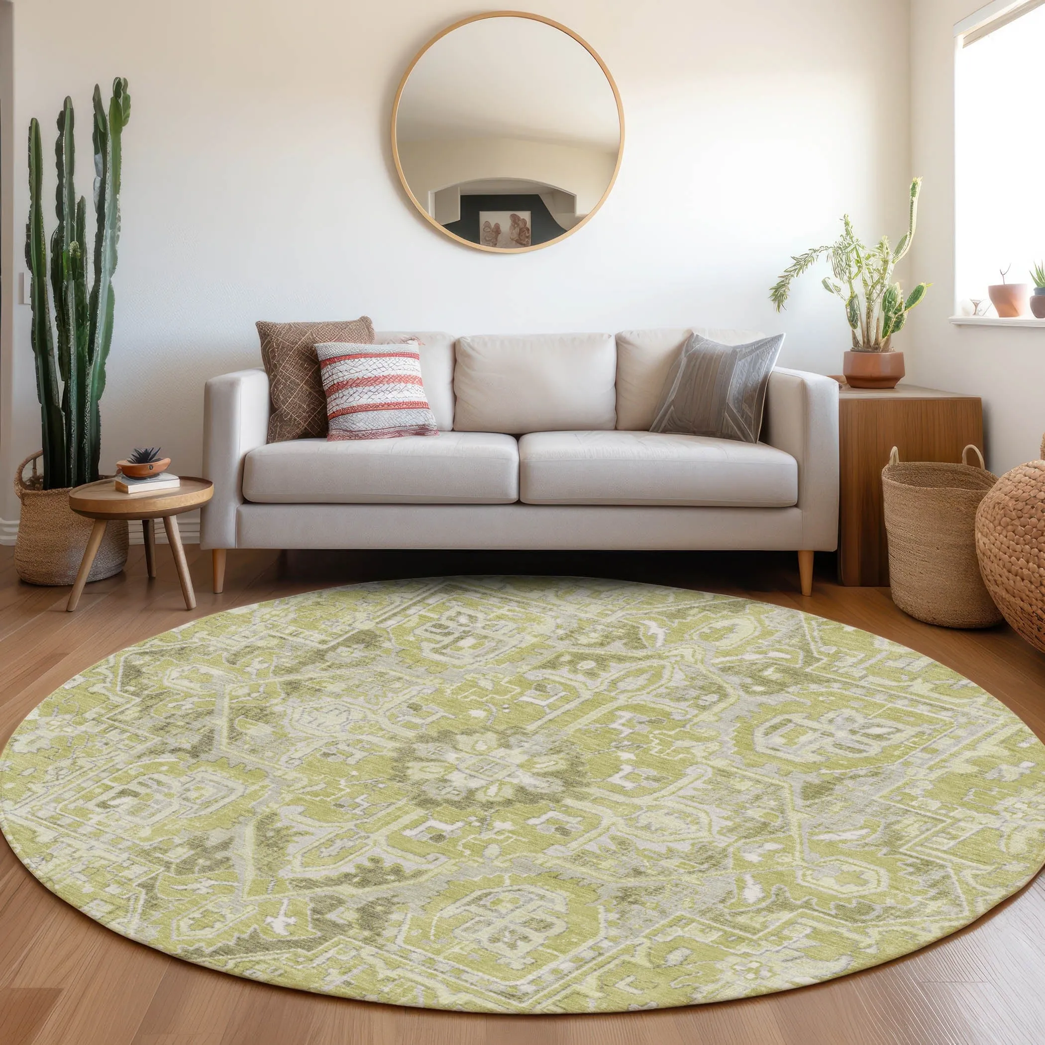 Machine Washable Indoor/ Outdoor Traditional Boho Chantille Rug