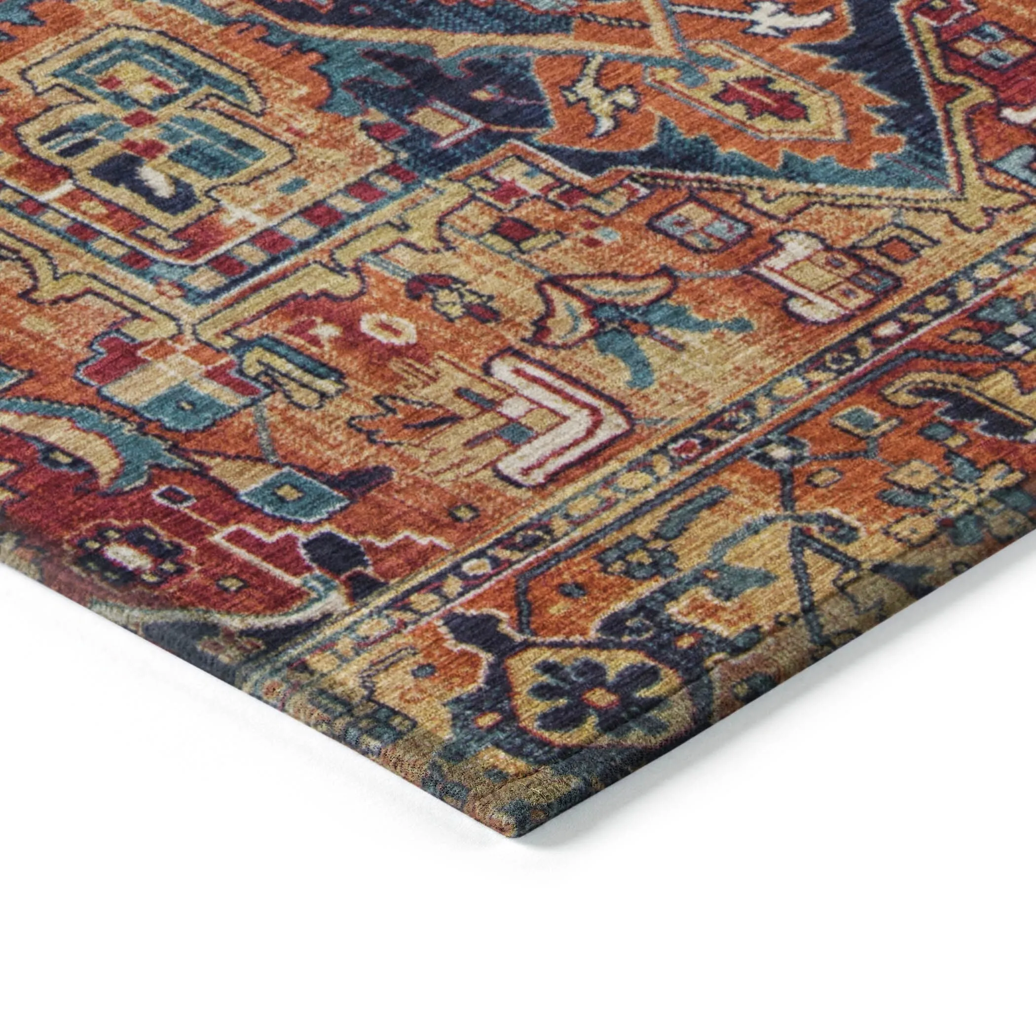 Machine Washable Indoor/ Outdoor Traditional Boho Chantille Rug