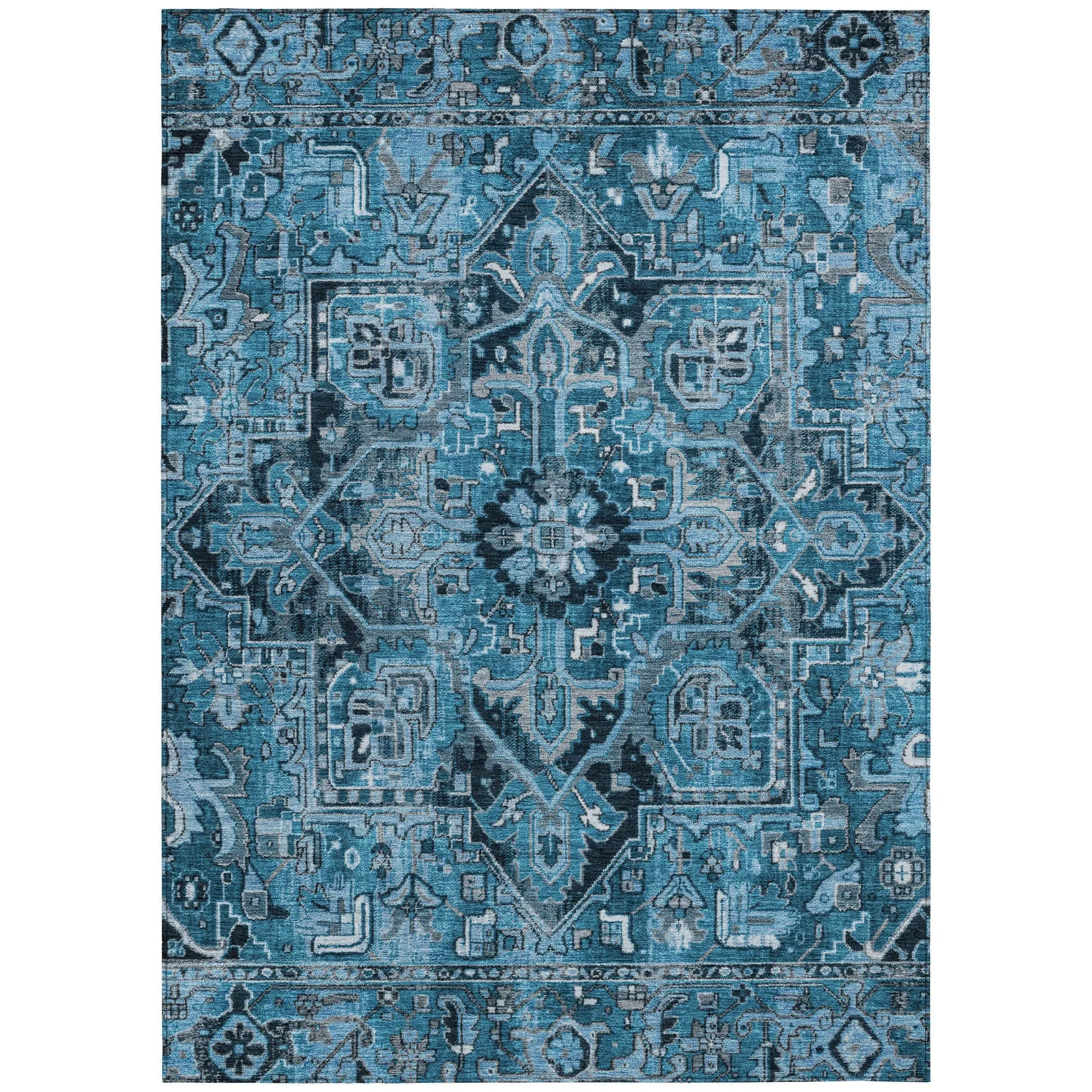 Machine Washable Indoor/ Outdoor Traditional Boho Chantille Rug