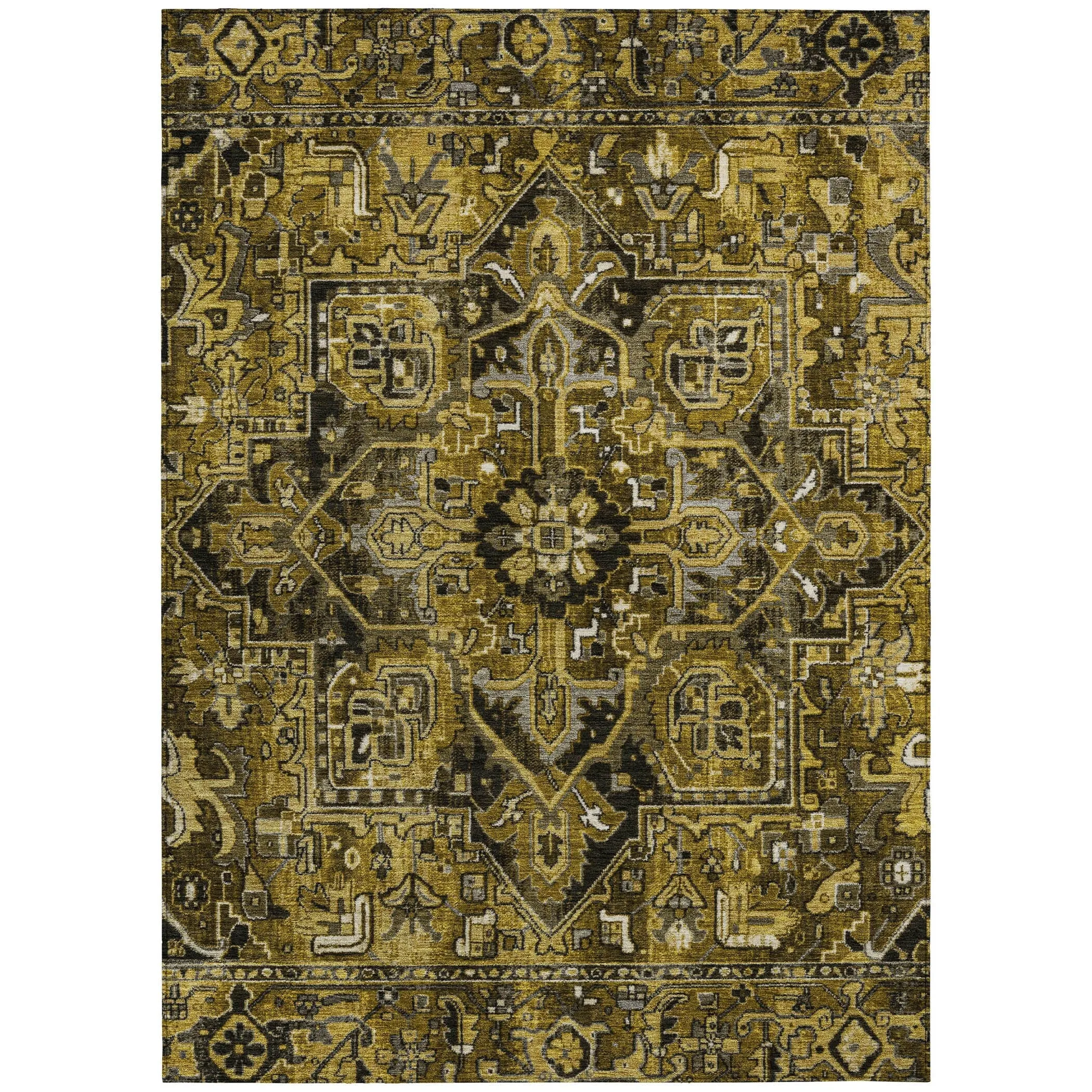 Machine Washable Indoor/ Outdoor Traditional Boho Chantille Rug