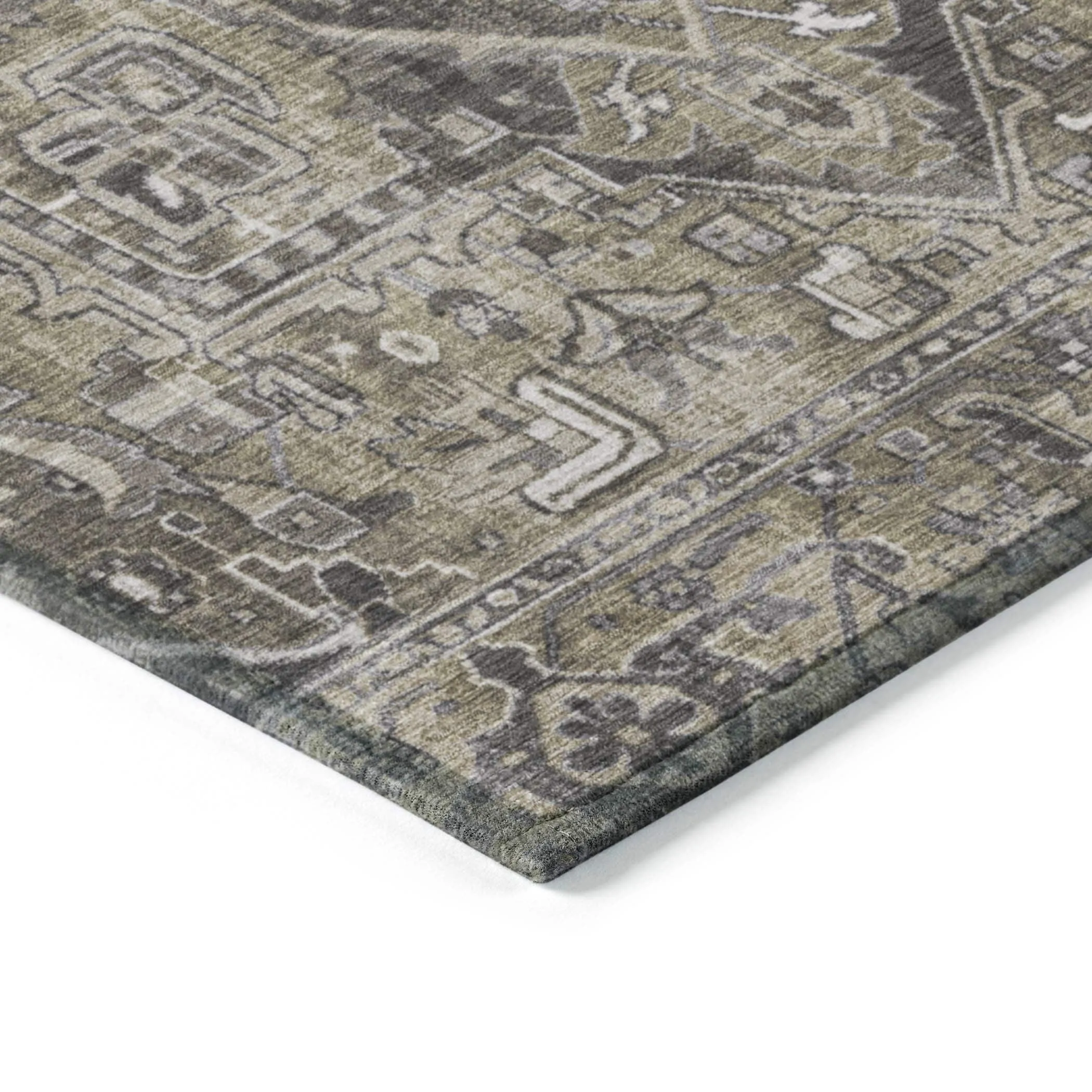 Machine Washable Indoor/ Outdoor Traditional Boho Chantille Rug