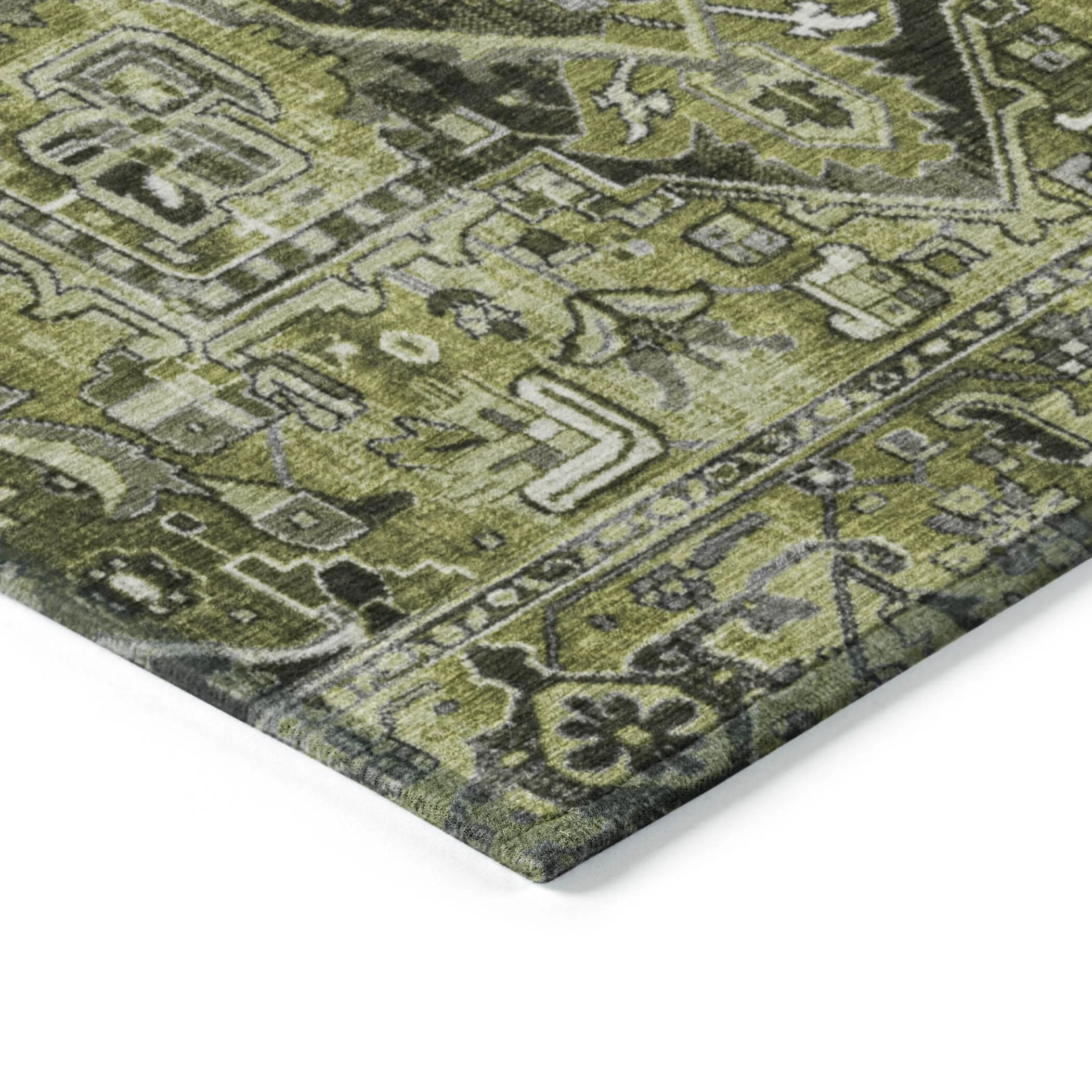 Machine Washable Indoor/ Outdoor Traditional Boho Chantille Rug