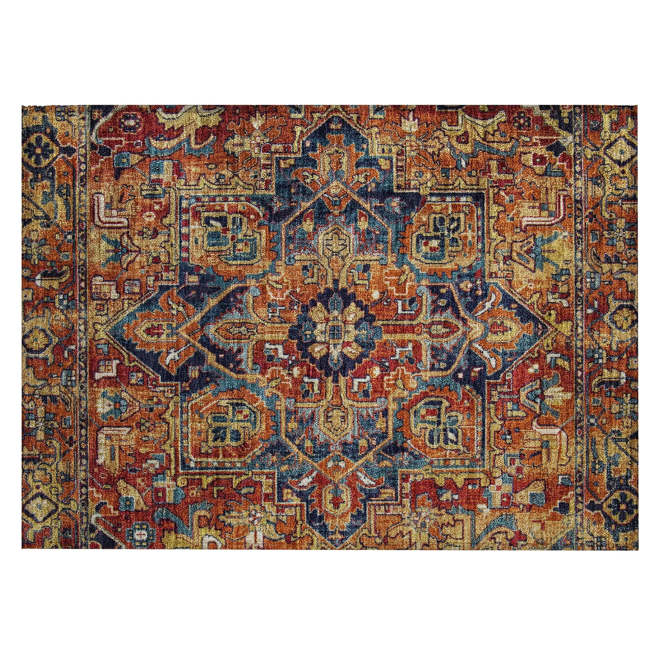 Machine Washable Indoor/ Outdoor Traditional Boho Chantille Rug