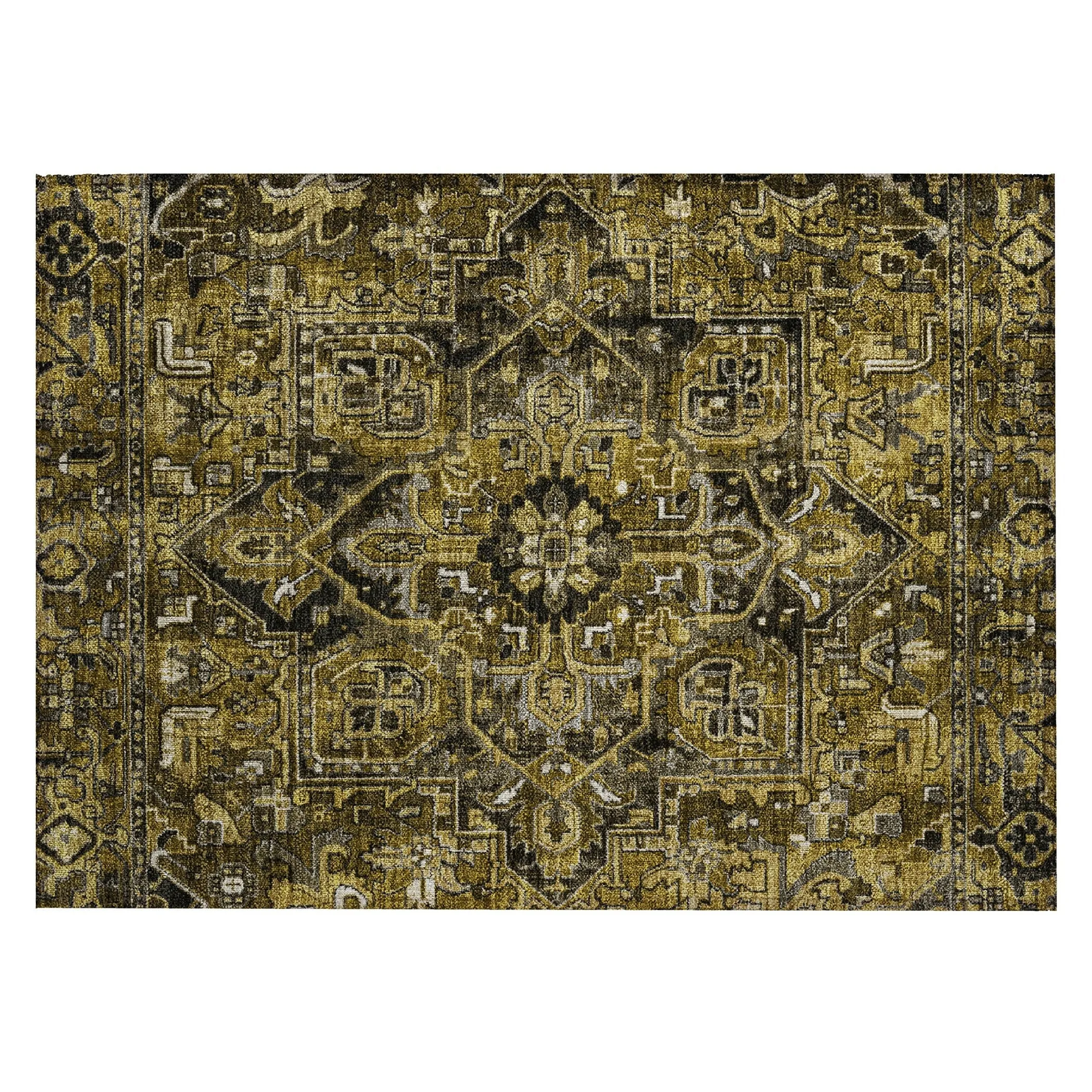 Machine Washable Indoor/ Outdoor Traditional Boho Chantille Rug