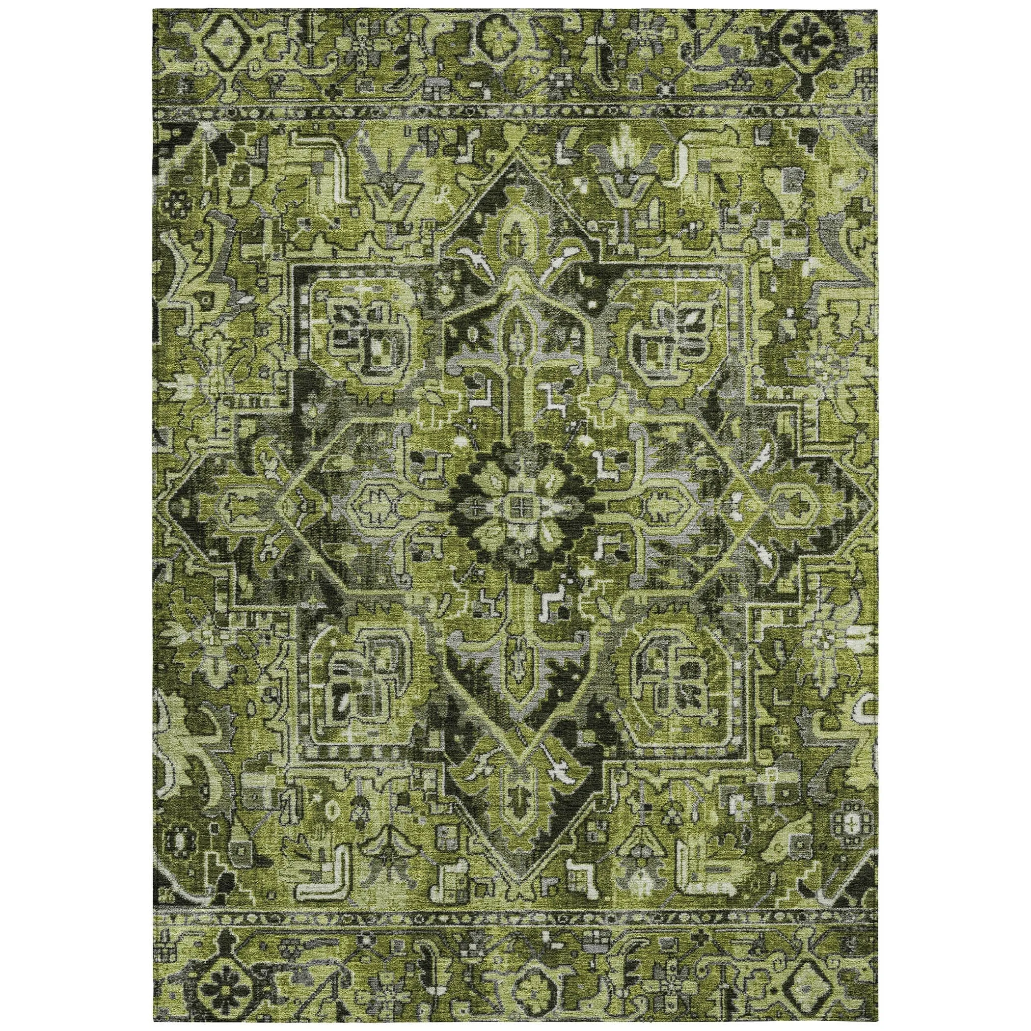 Machine Washable Indoor/ Outdoor Traditional Boho Chantille Rug