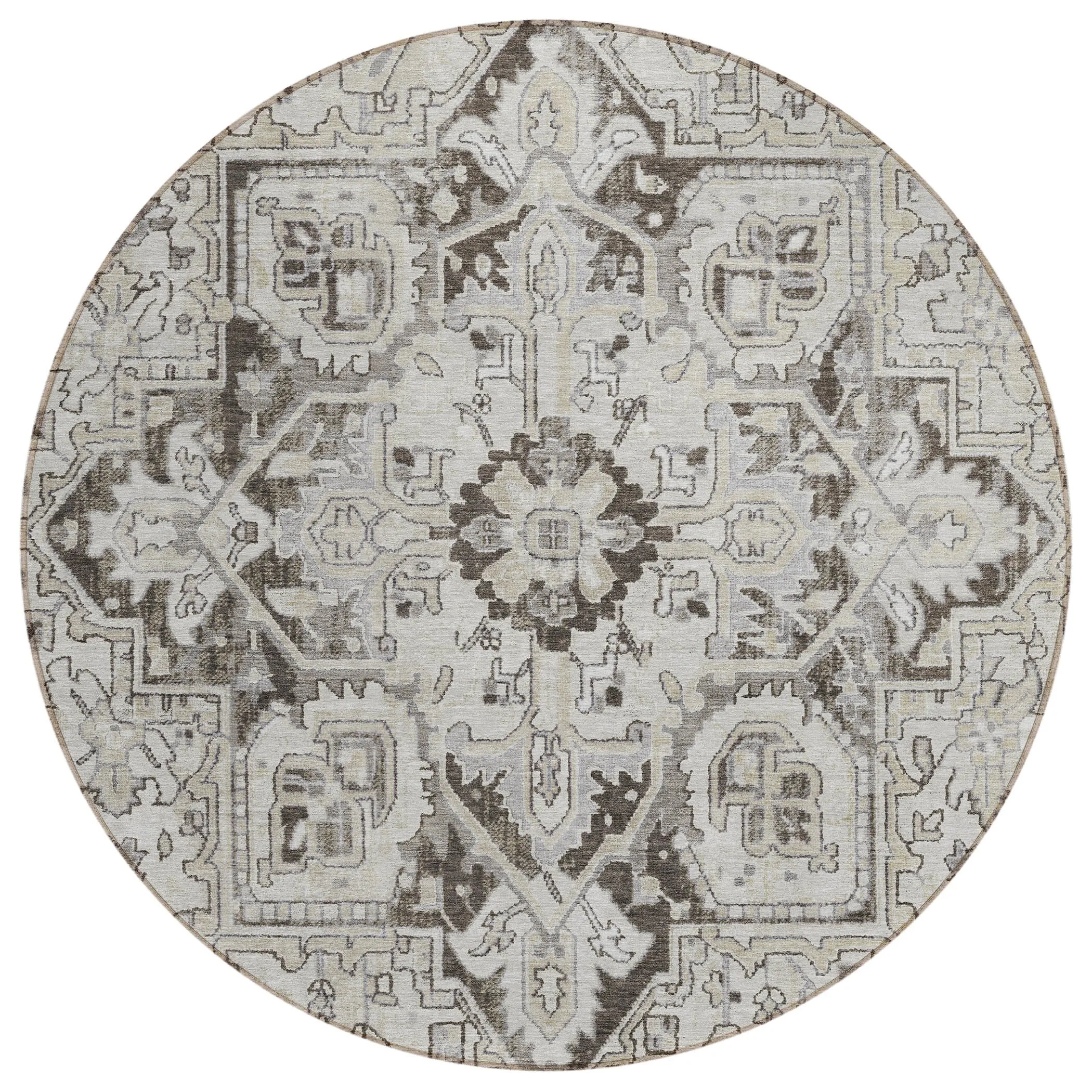 Machine Washable Indoor/ Outdoor Traditional Boho Chantille Rug
