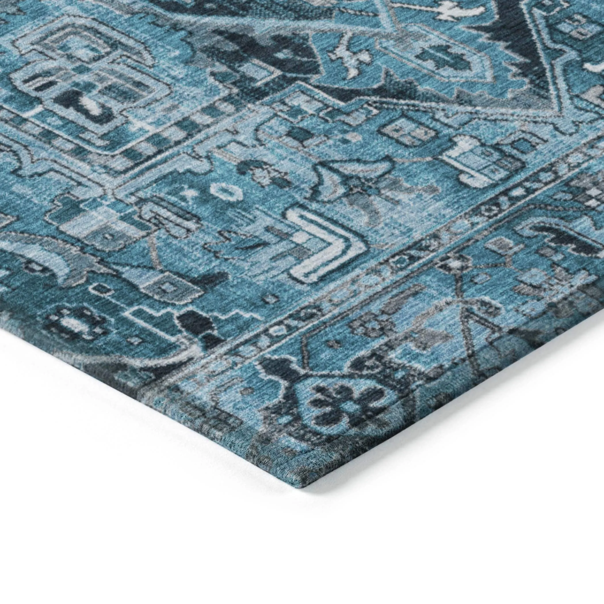 Machine Washable Indoor/ Outdoor Traditional Boho Chantille Rug