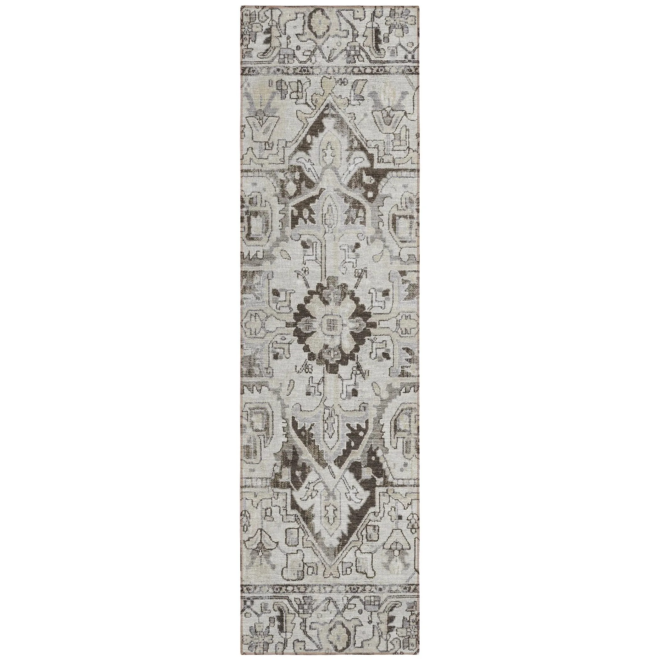 Machine Washable Indoor/ Outdoor Traditional Boho Chantille Rug