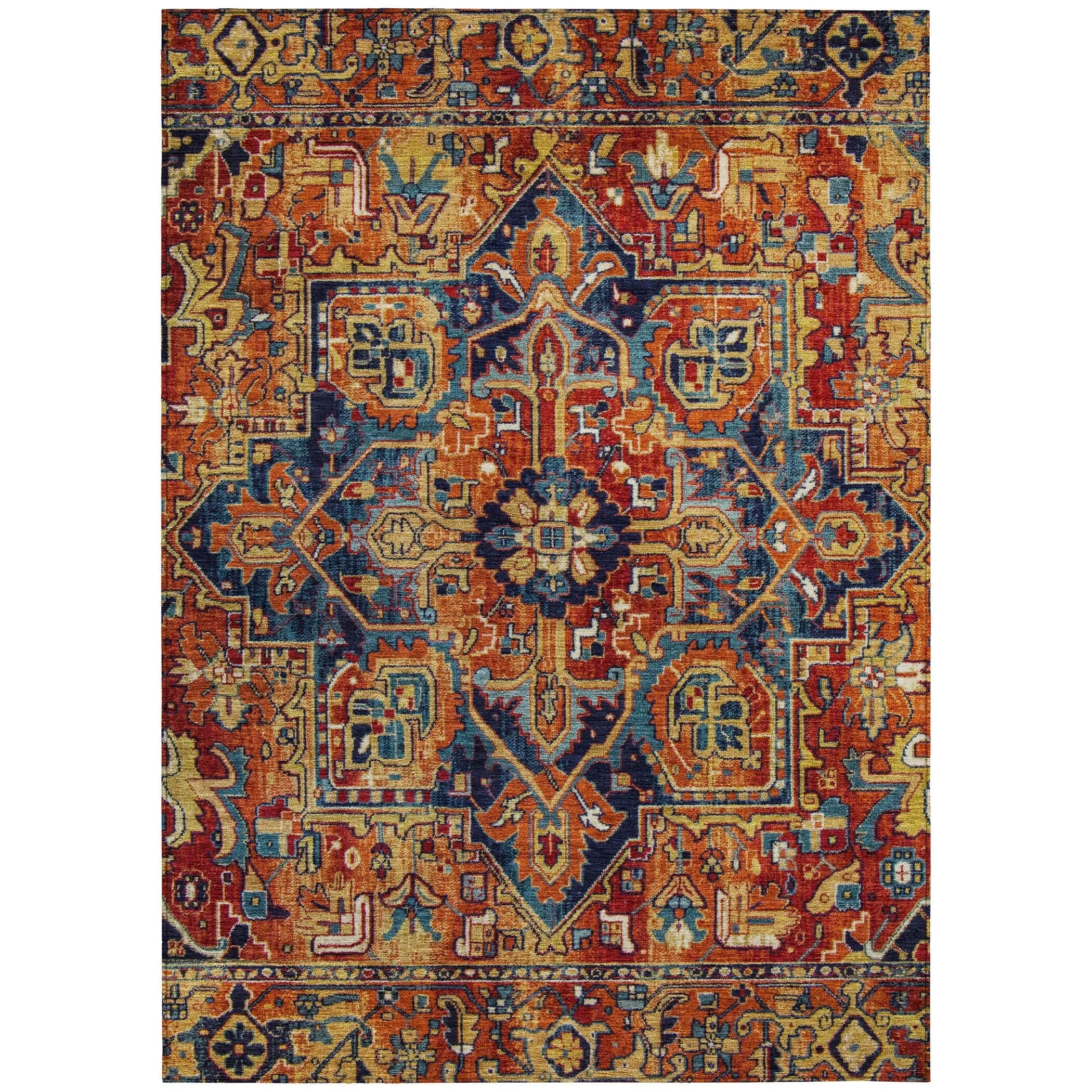 Machine Washable Indoor/ Outdoor Traditional Boho Chantille Rug