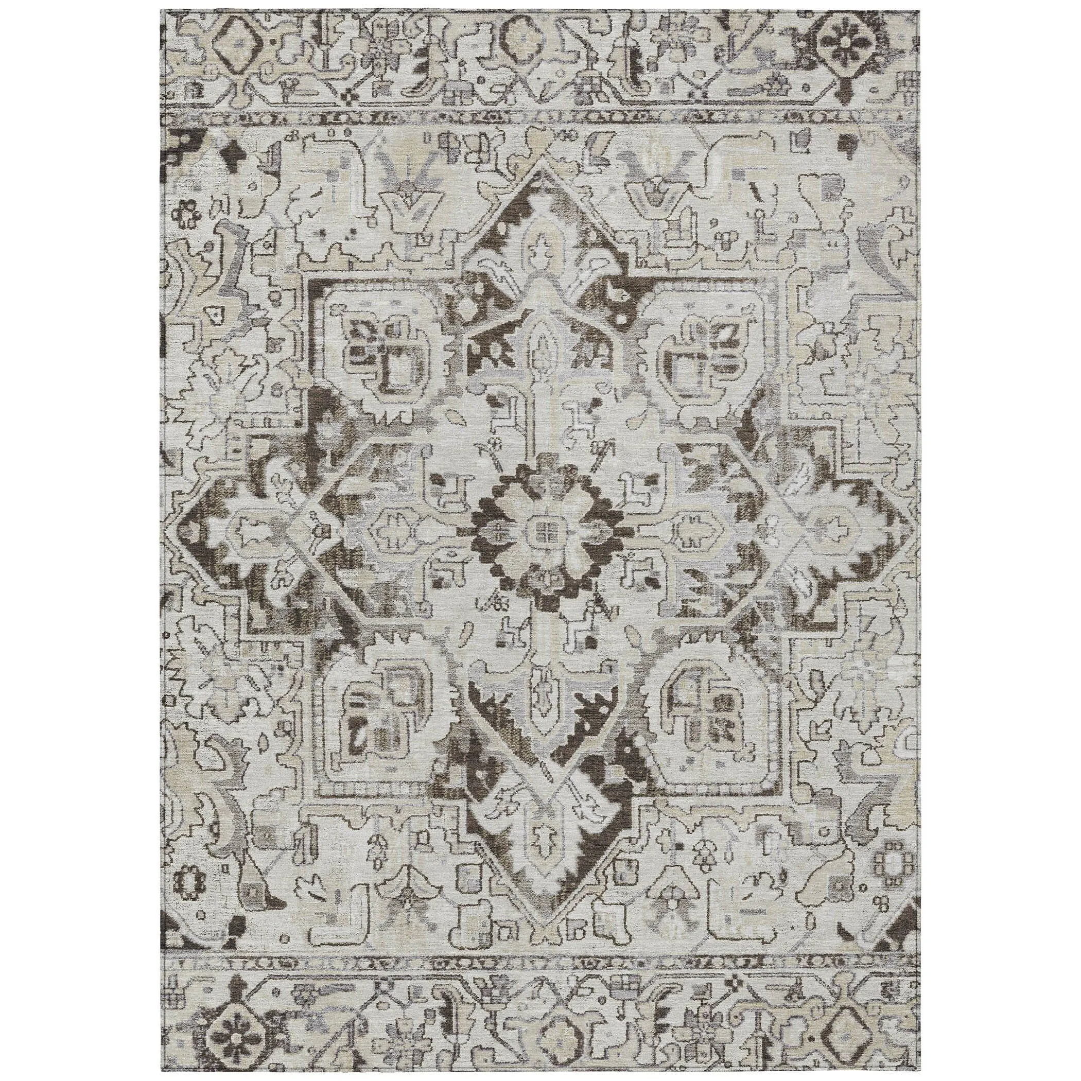 Machine Washable Indoor/ Outdoor Traditional Boho Chantille Rug