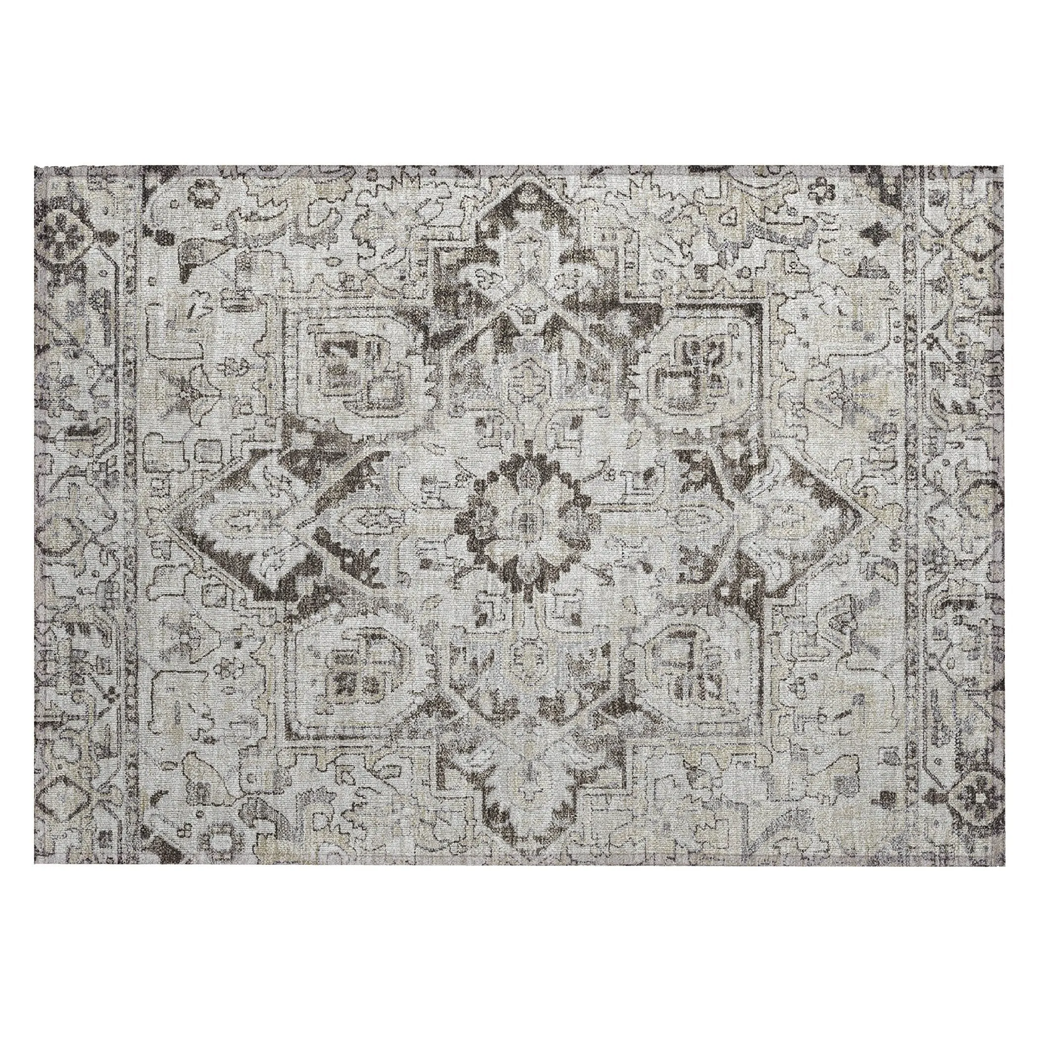 Machine Washable Indoor/ Outdoor Traditional Boho Chantille Rug