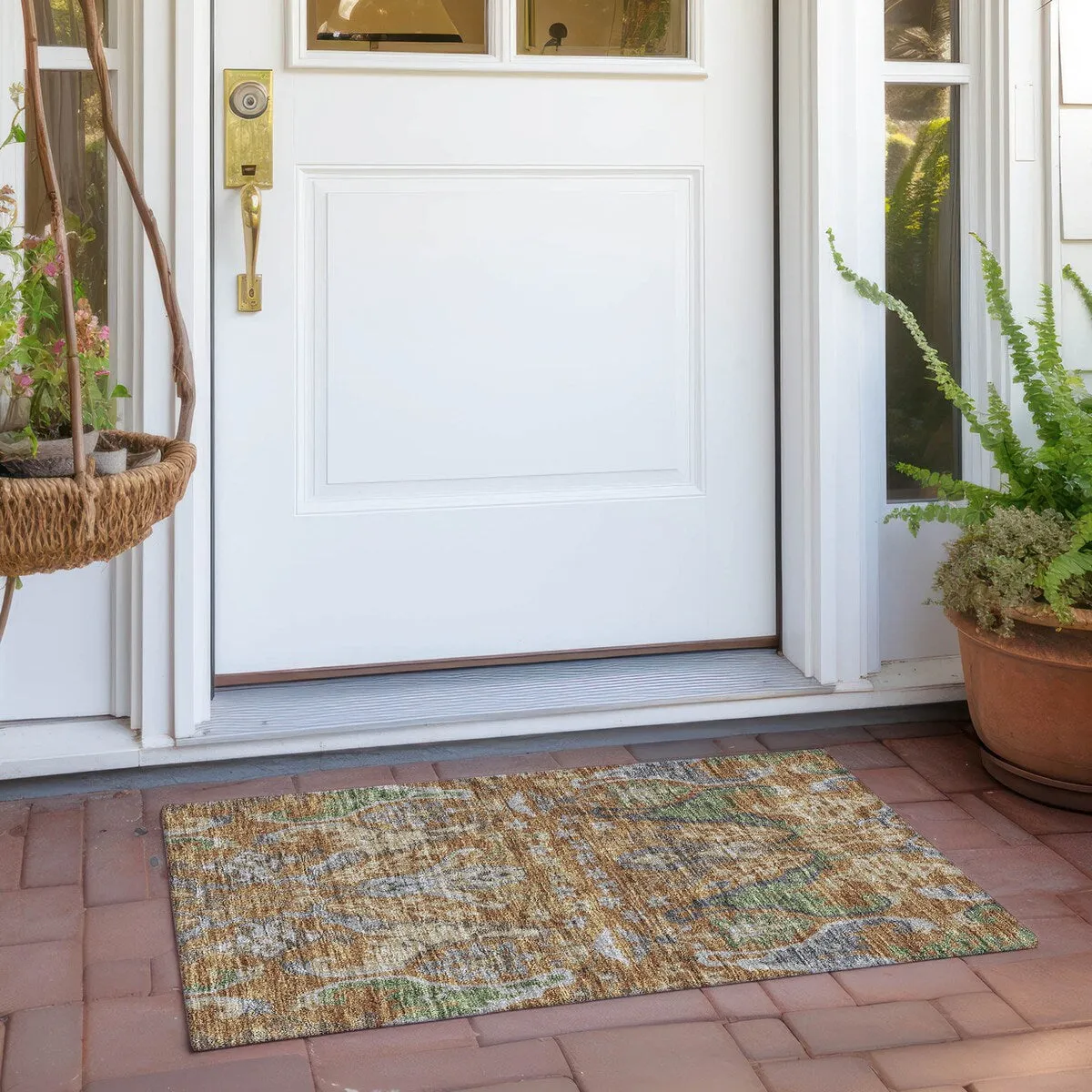 Machine Washable Indoor/ Outdoor Traditional Craftsman Chantille Rug